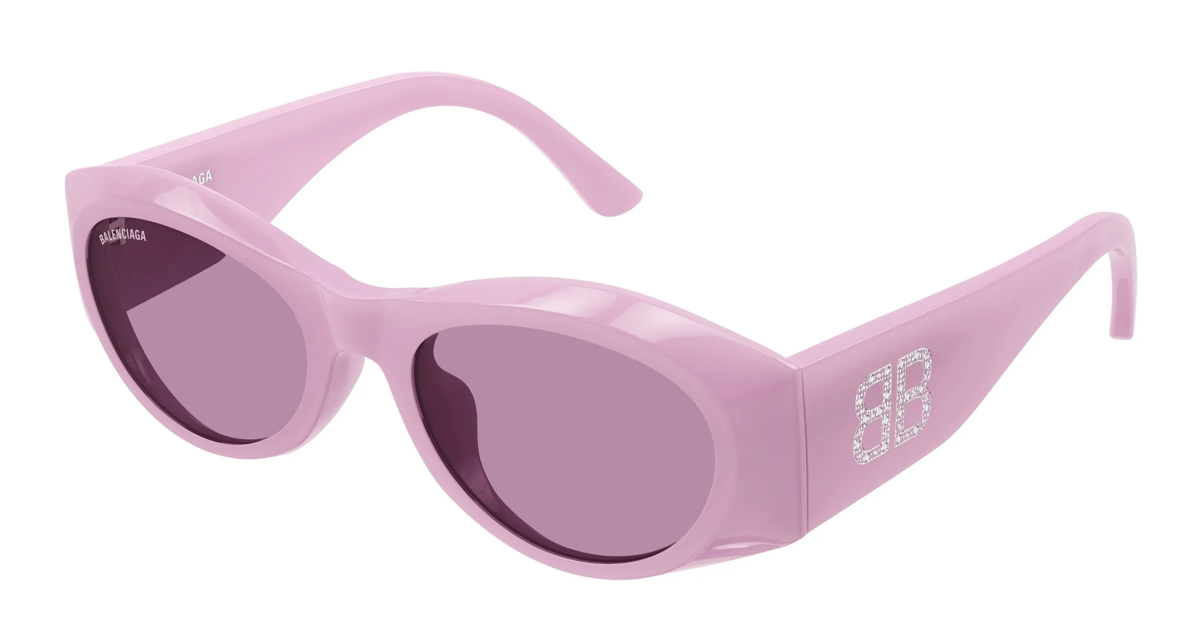 Balenciaga BB0396SK 004 Occhiali da sole Acetato Viola Viola Rotonda - immagine 1