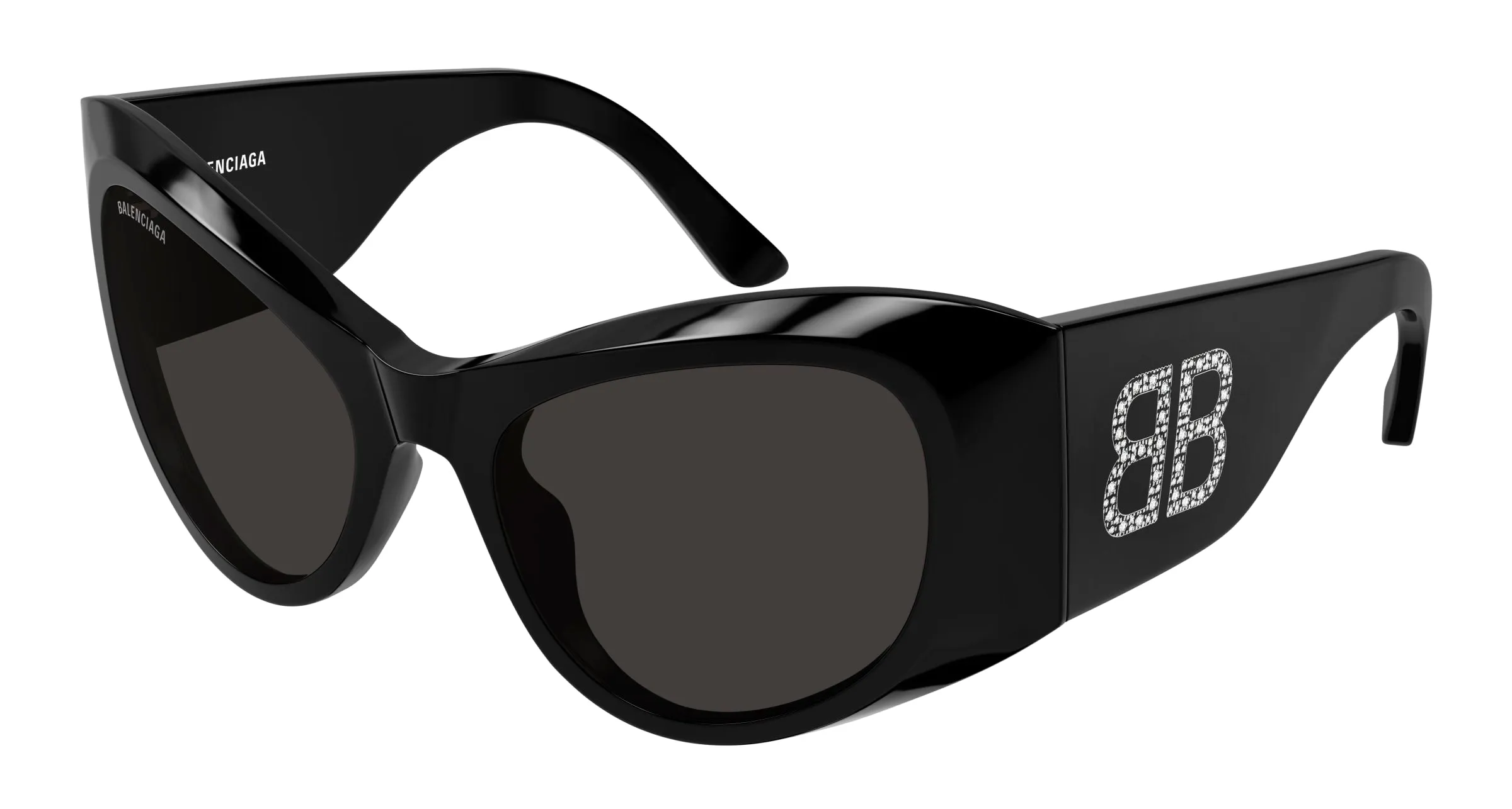 Balenciaga BB0393S 005 Occhiali da sole Acetato Nero Grigio Farfalla - immagine 1