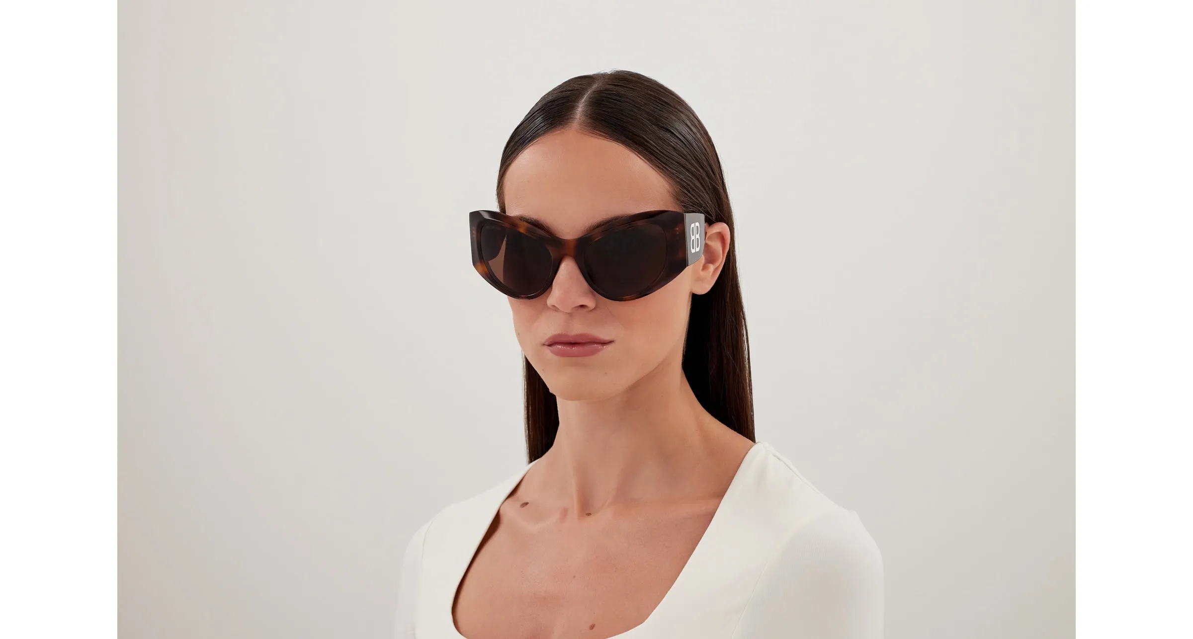 Balenciaga BB0393S 002 Occhiali da sole Acetato Havana Marrone Farfalla - immagine 4