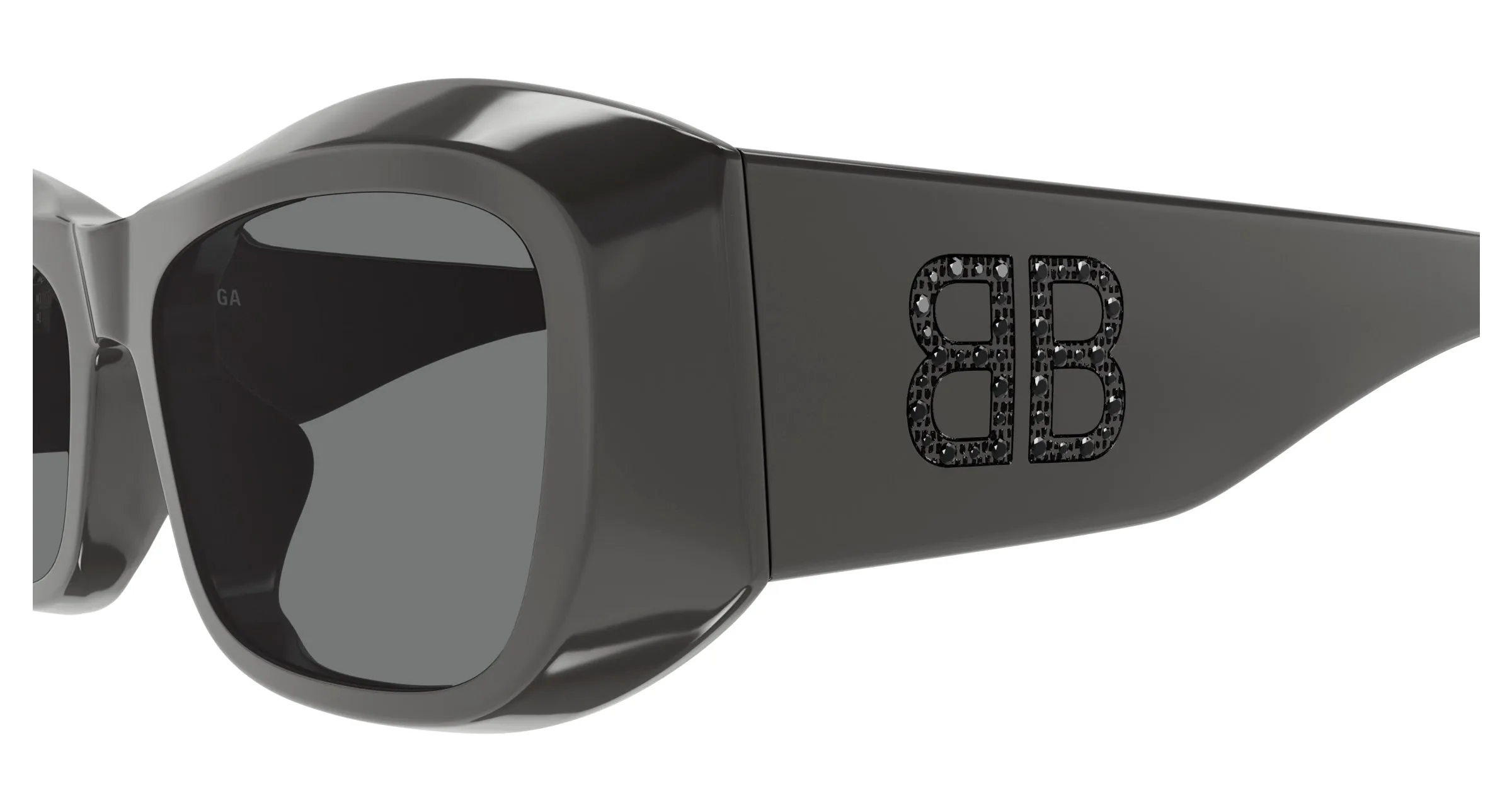 Balenciaga BB0397SA 004 Occhiali da sole Acetato Grigio Grigio Squadrata - immagine 3