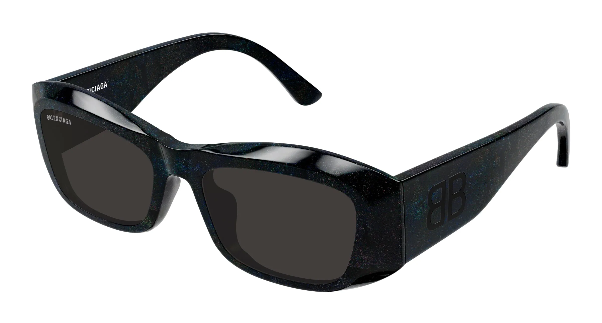 Balenciaga BB0397SA 003 Occhiali da sole Acetato Nero Grigio Squadrata - immagine 1