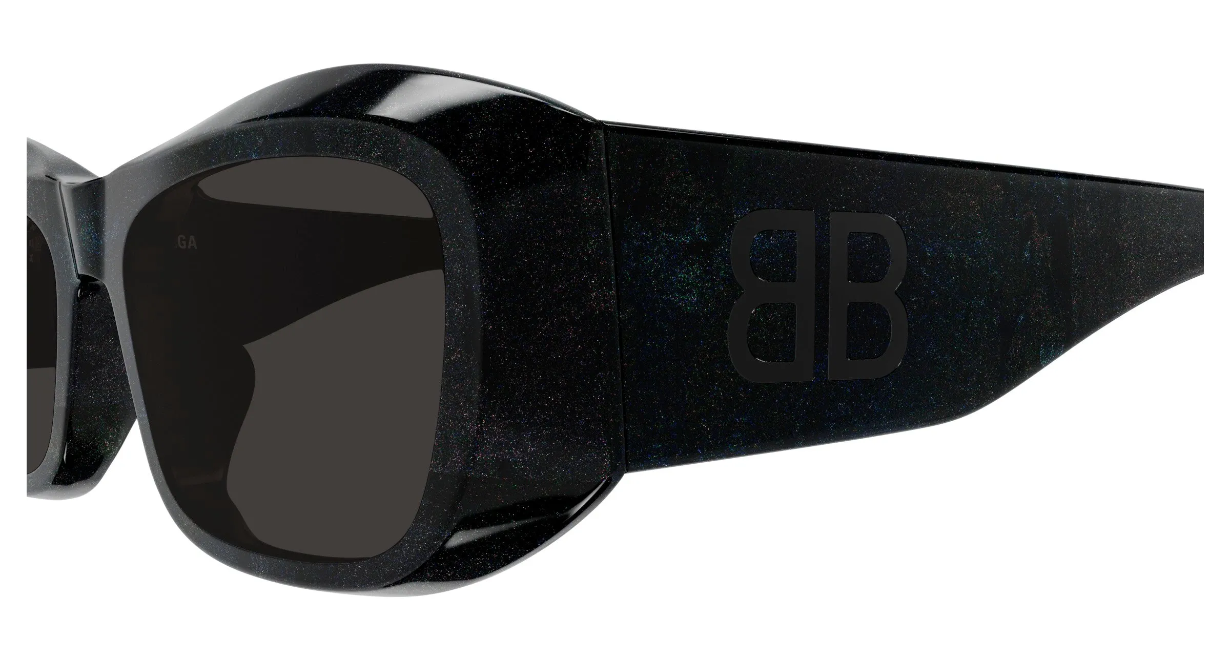 Balenciaga BB0397SA 003 Occhiali da sole Acetato Nero Grigio Squadrata - immagine 3