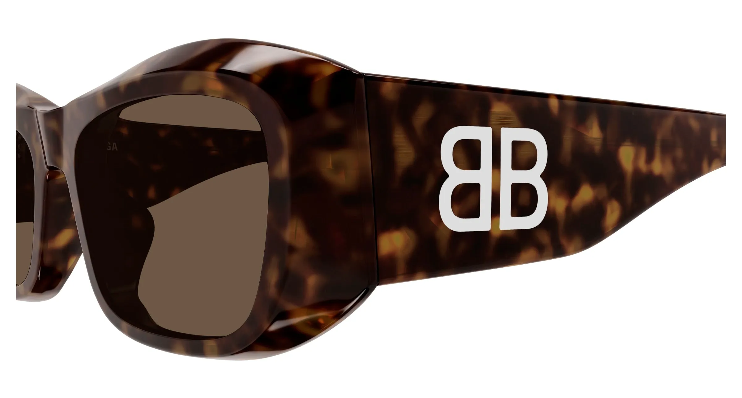 Balenciaga BB0397SA 002 Occhiali da sole Acetato Havana Marrone Squadrata - immagine 3