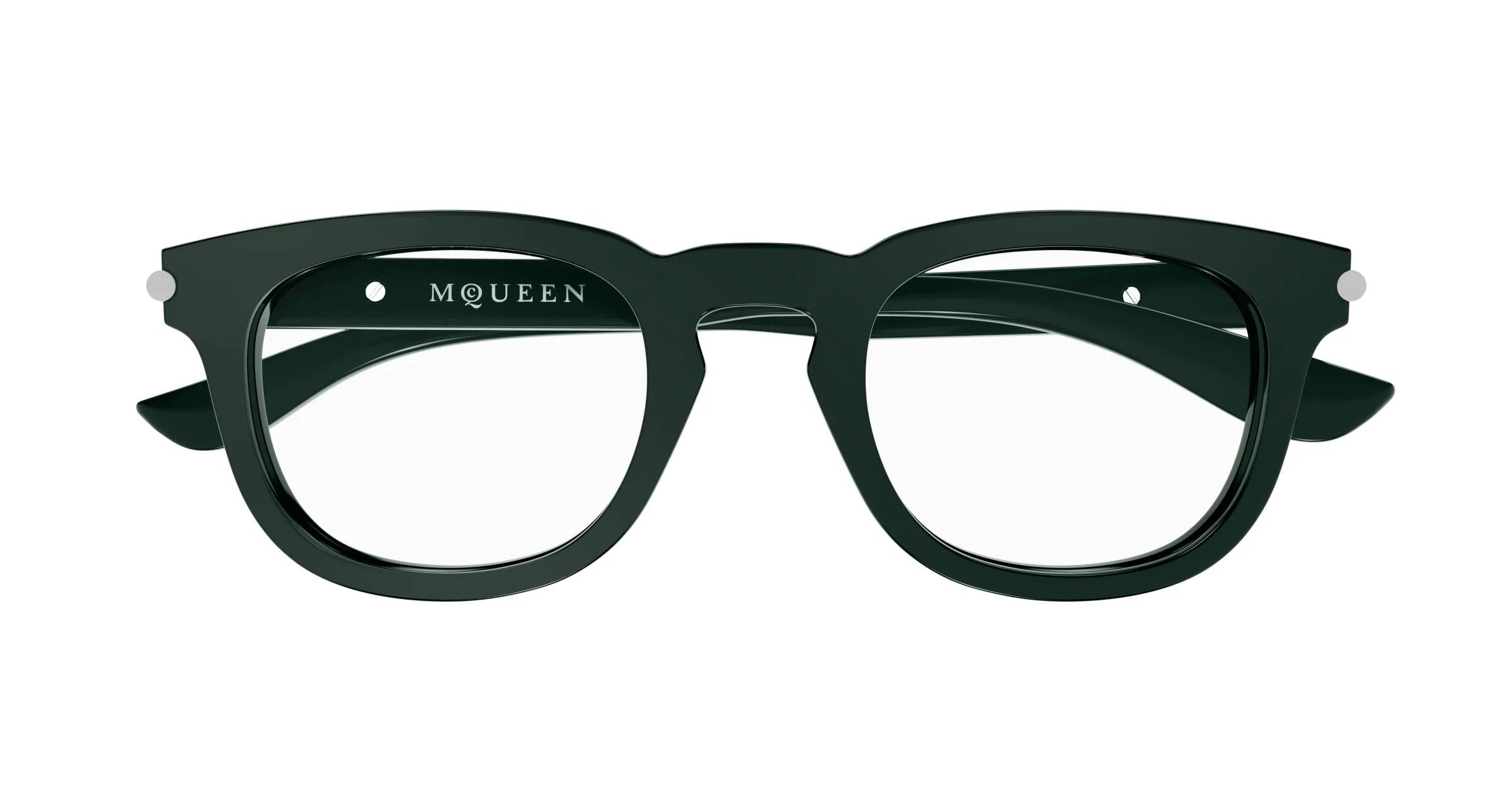 Alexander McQueen AM0498O 004 Montature da vista Acetato Verde Trasparente Rotonda - immagine 2