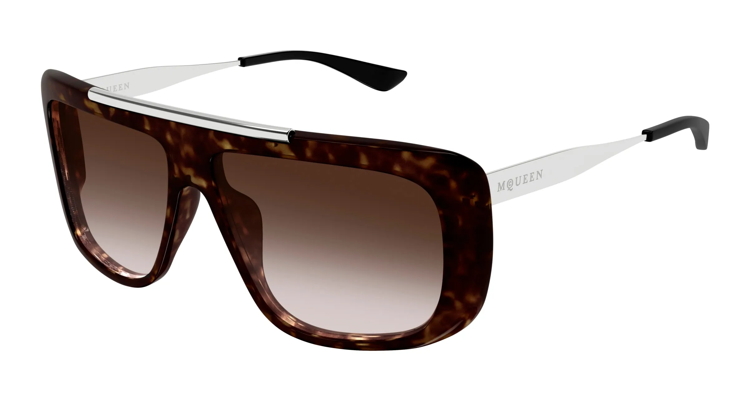 Alexander McQueen AM0492S 003 Occhiali da sole Acetato Havana Marrone Pilot - immagine 1