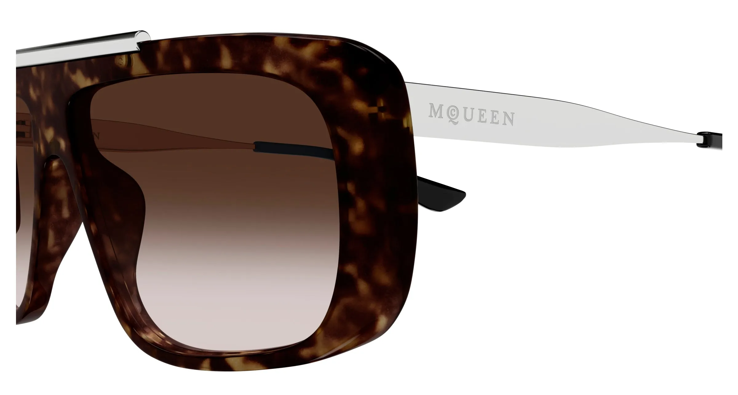Alexander McQueen AM0492S 003 Occhiali da sole Acetato Havana Marrone Pilot - immagine 3