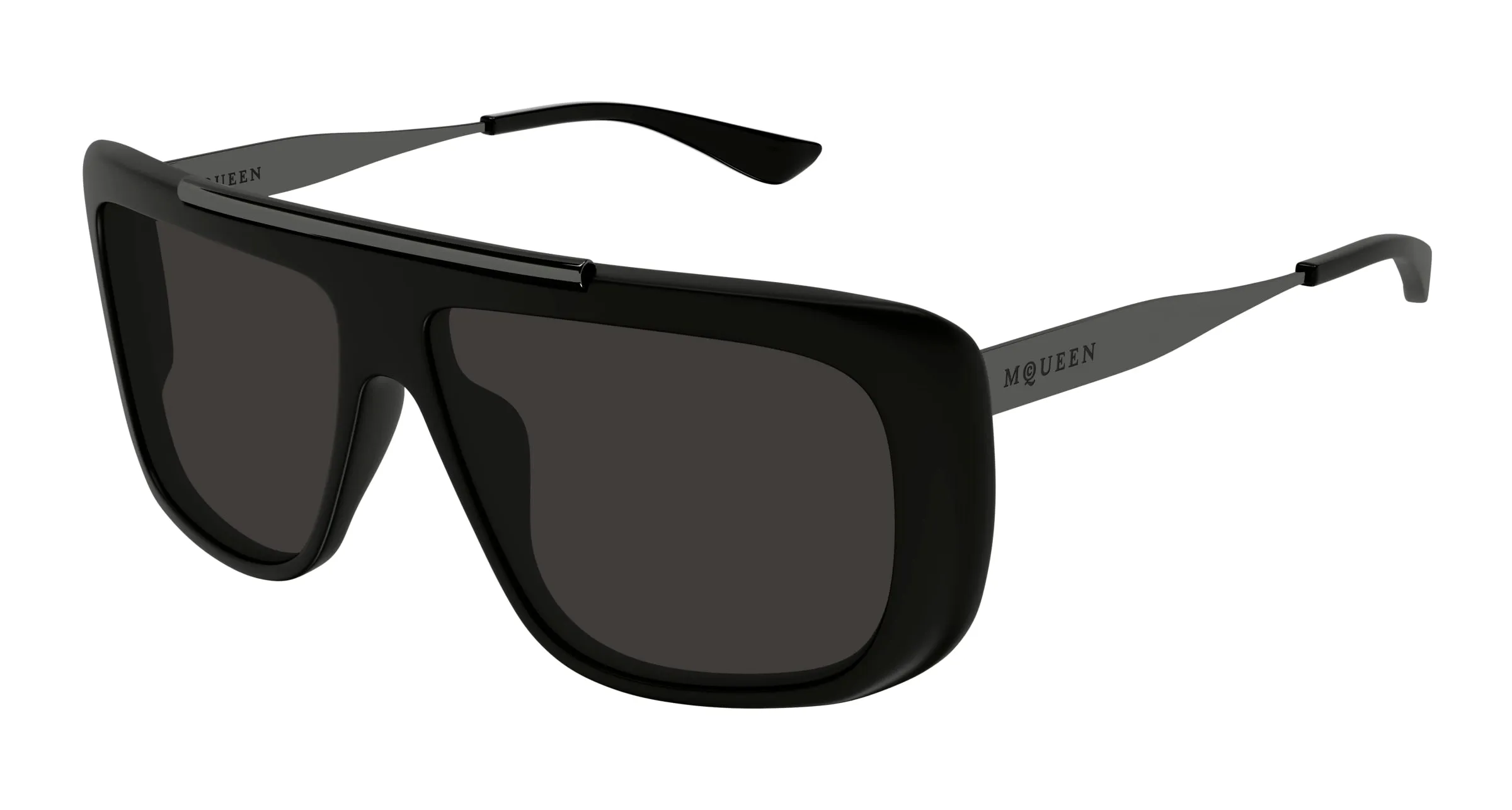 Alexander McQueen AM0492S 002 Occhiali da sole Acetato Nero Grigio Pilot - immagine 1