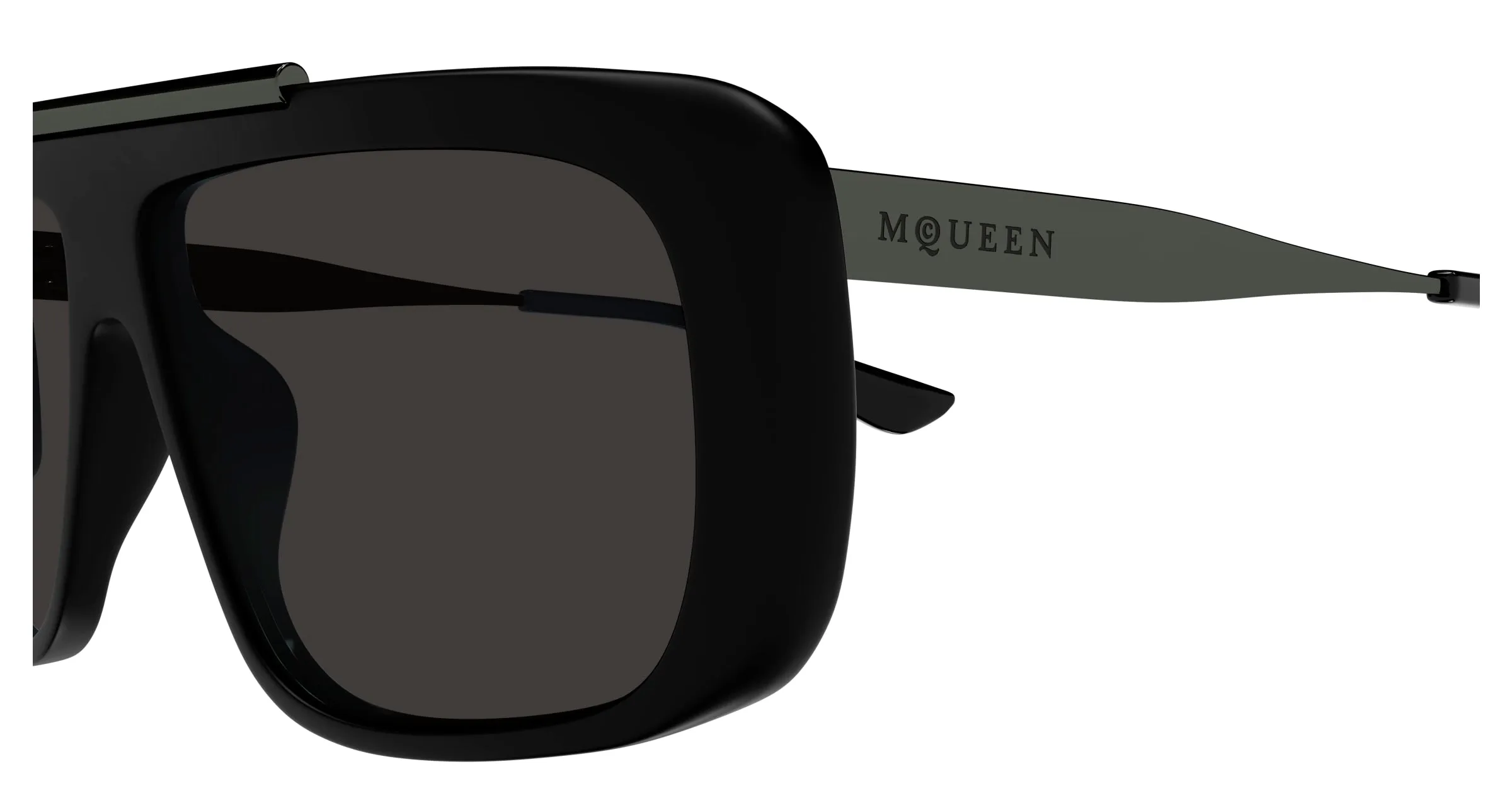 Alexander McQueen AM0492S 002 Occhiali da sole Acetato Nero Grigio Pilot - immagine 3