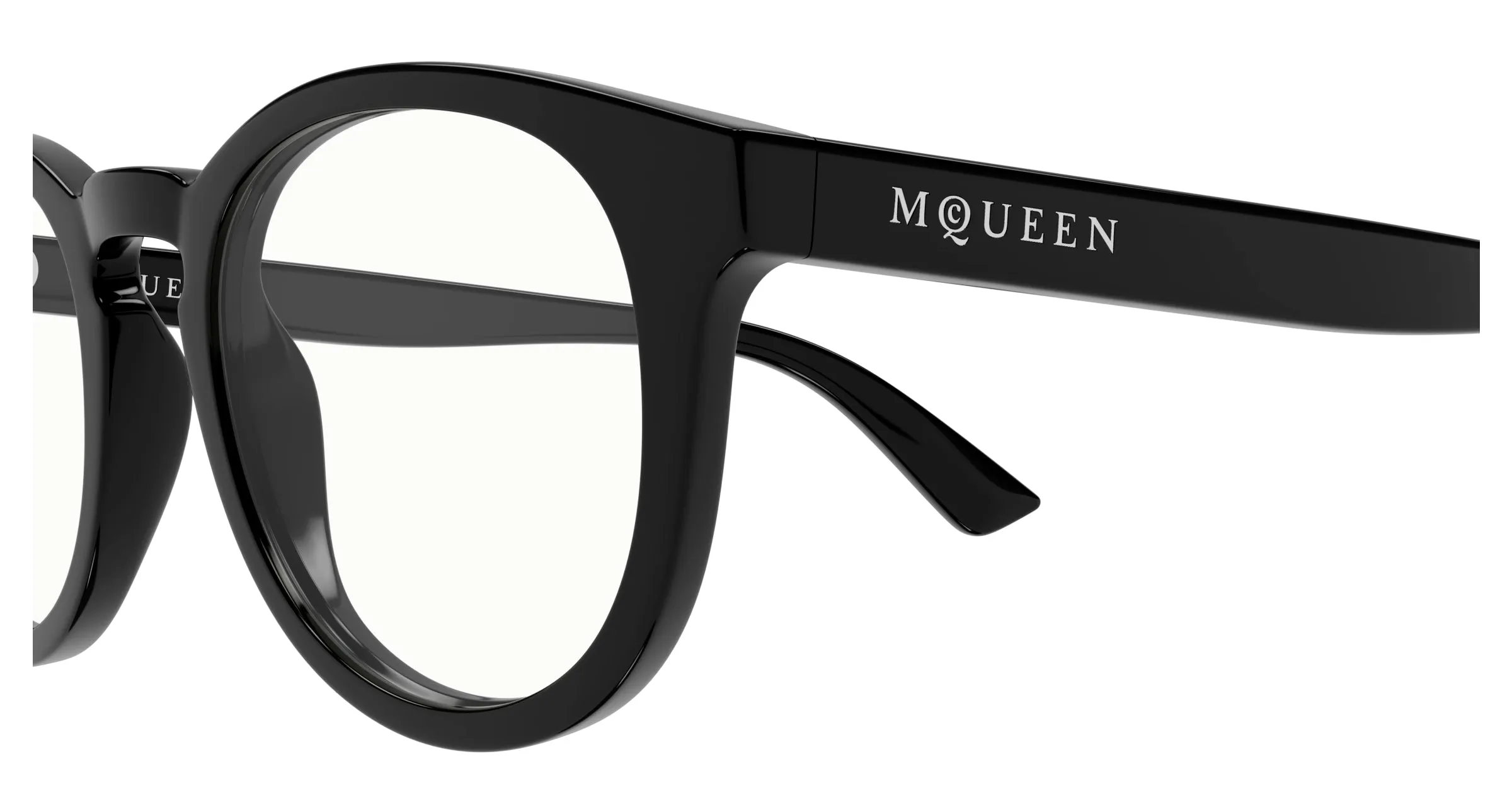 Alexander McQueen AM0514O 005 Montature da vista Acetato Grigio Trasparente Rotonda - immagine 3