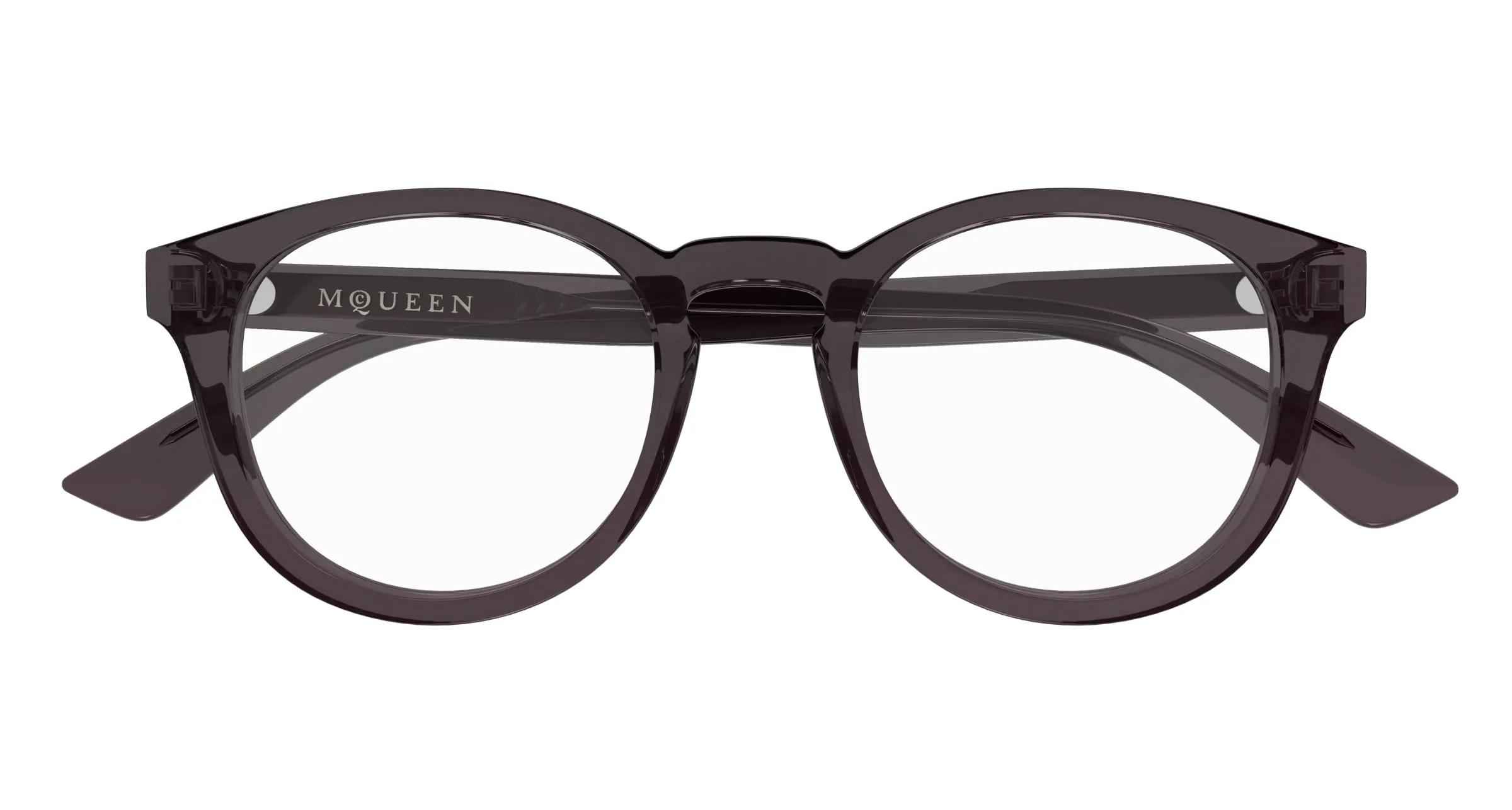 Alexander McQueen AM0514O 003 Montature da vista Acetato Grigio Trasparente Rotonda - immagine 2