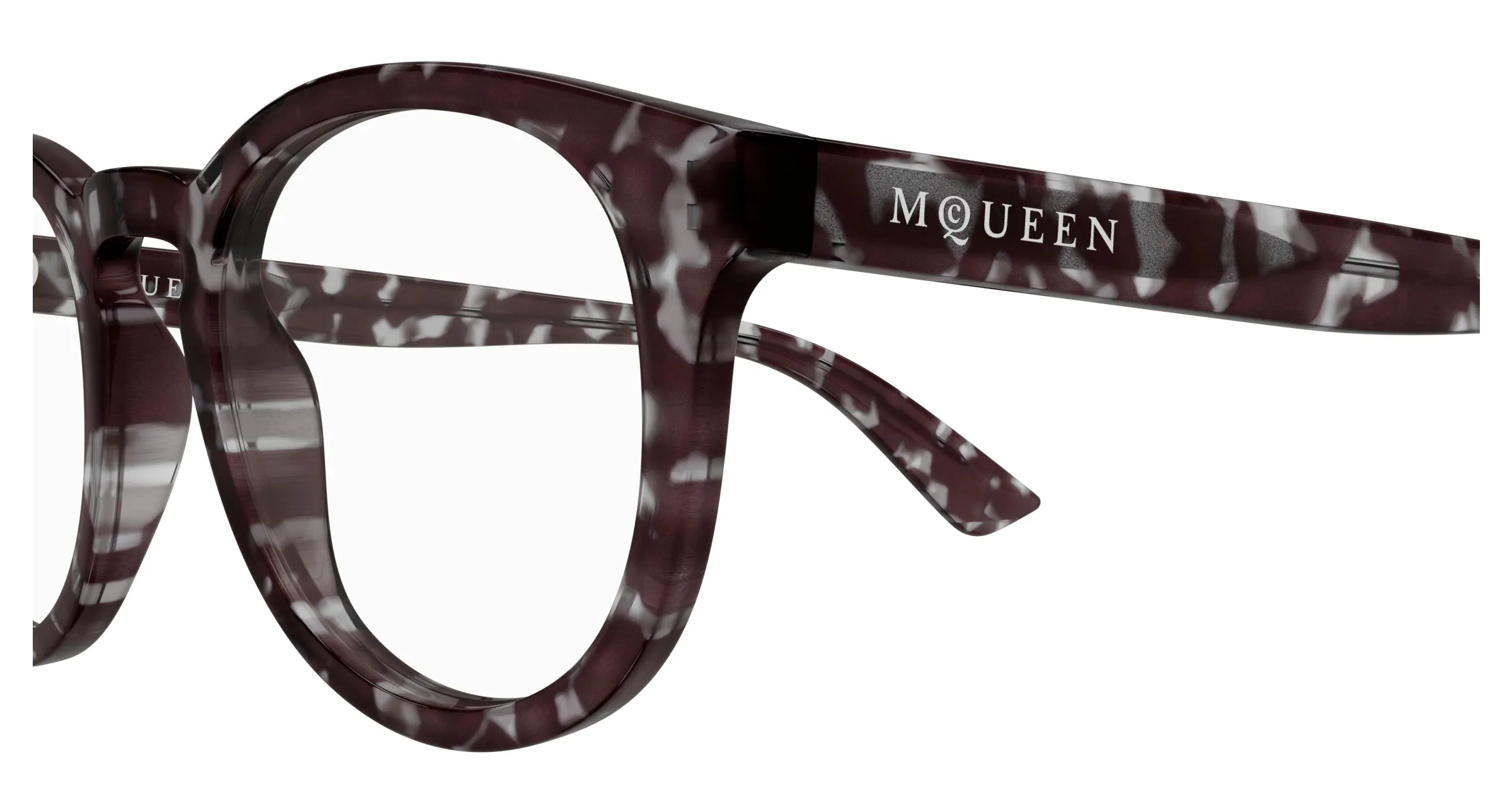 Alexander McQueen AM0514O 002 Montature da vista Acetato Havana Trasparente Rotonda - immagine 3