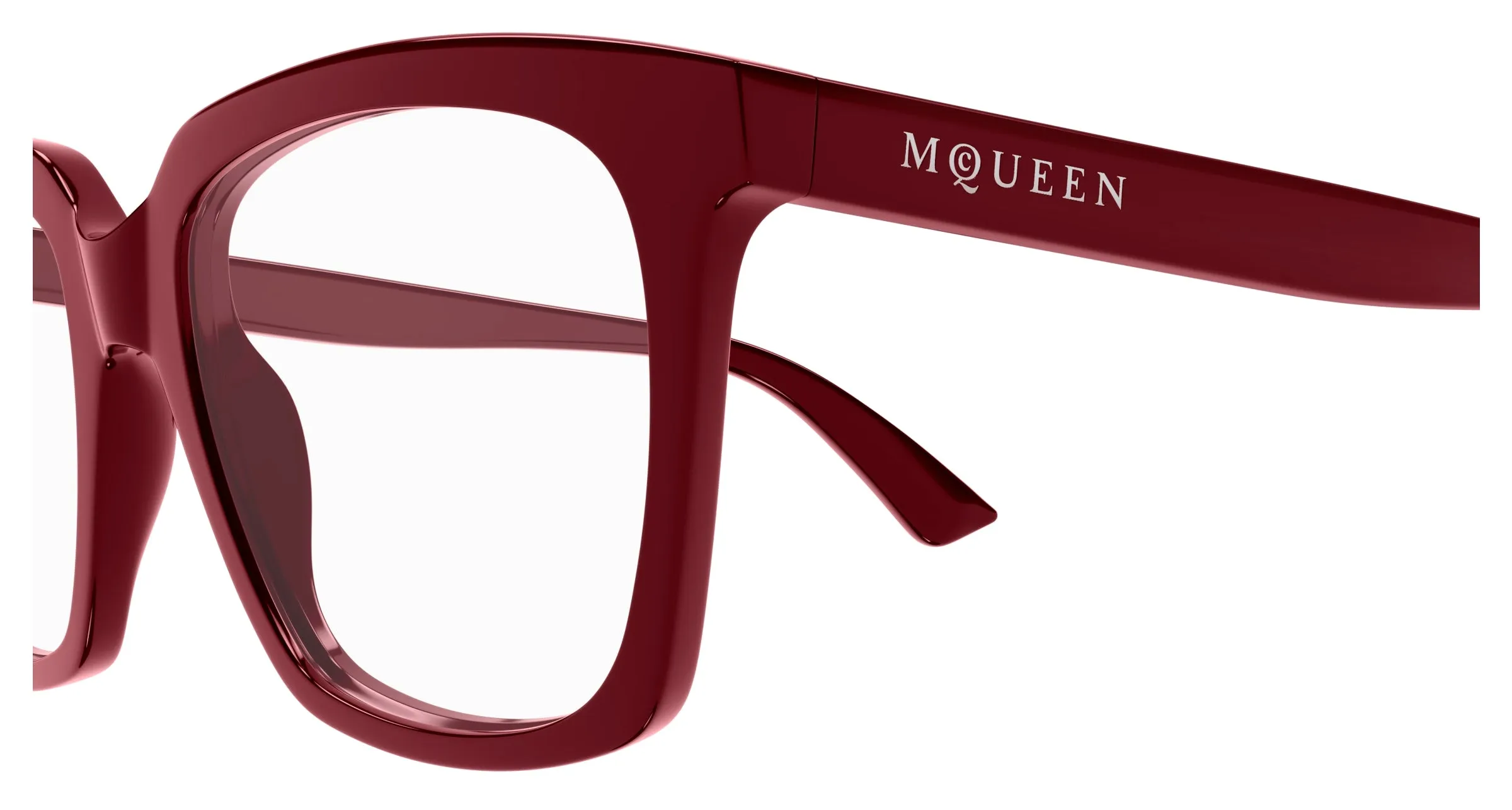 Alexander McQueen AM0513O 005 Montature da vista Acetato Bordeaux Trasparente Cat Eye - immagine 3