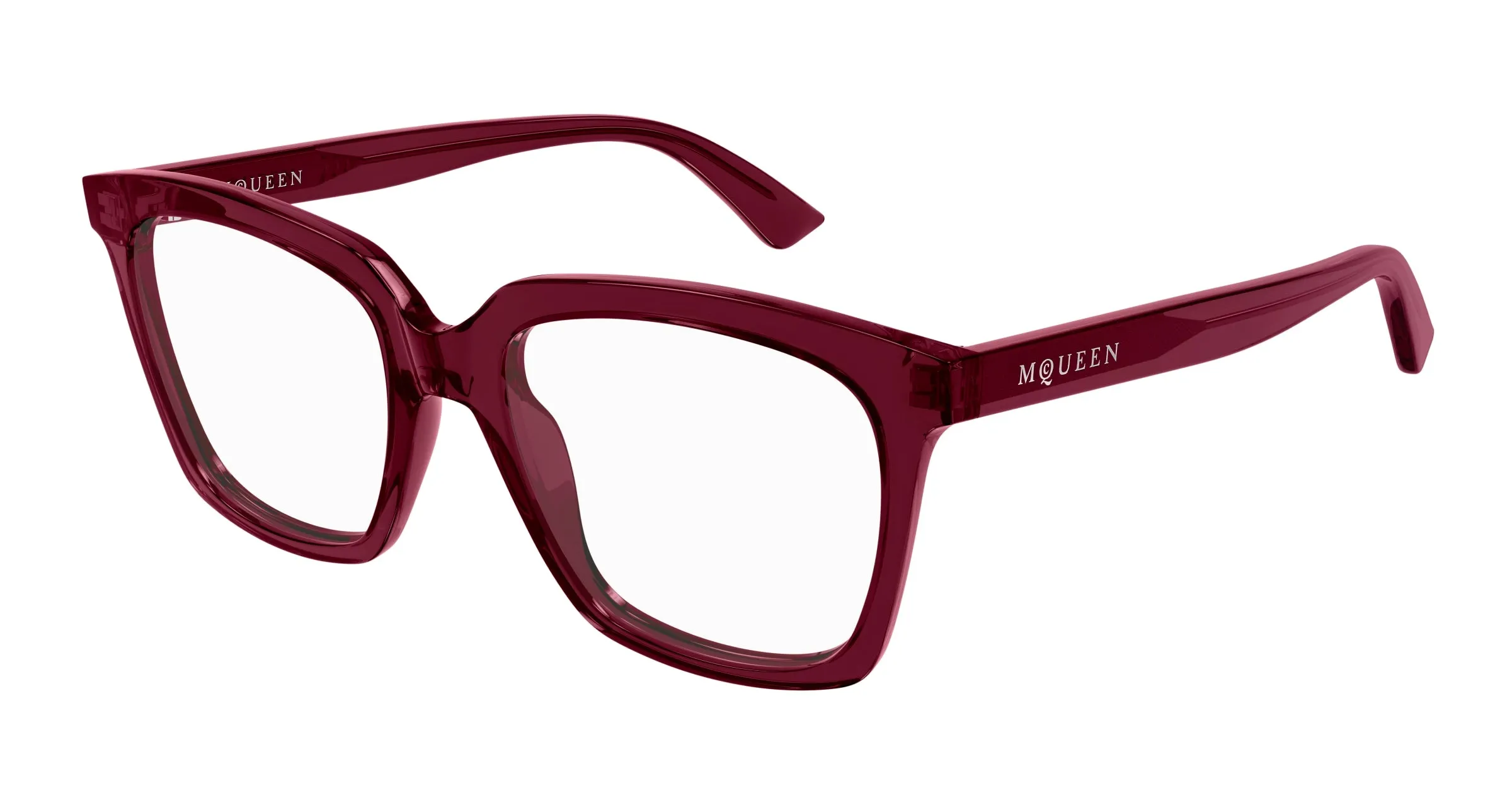 Alexander McQueen AM0513O 003 Montature da vista Acetato Bordeaux Trasparente Cat Eye - immagine 1