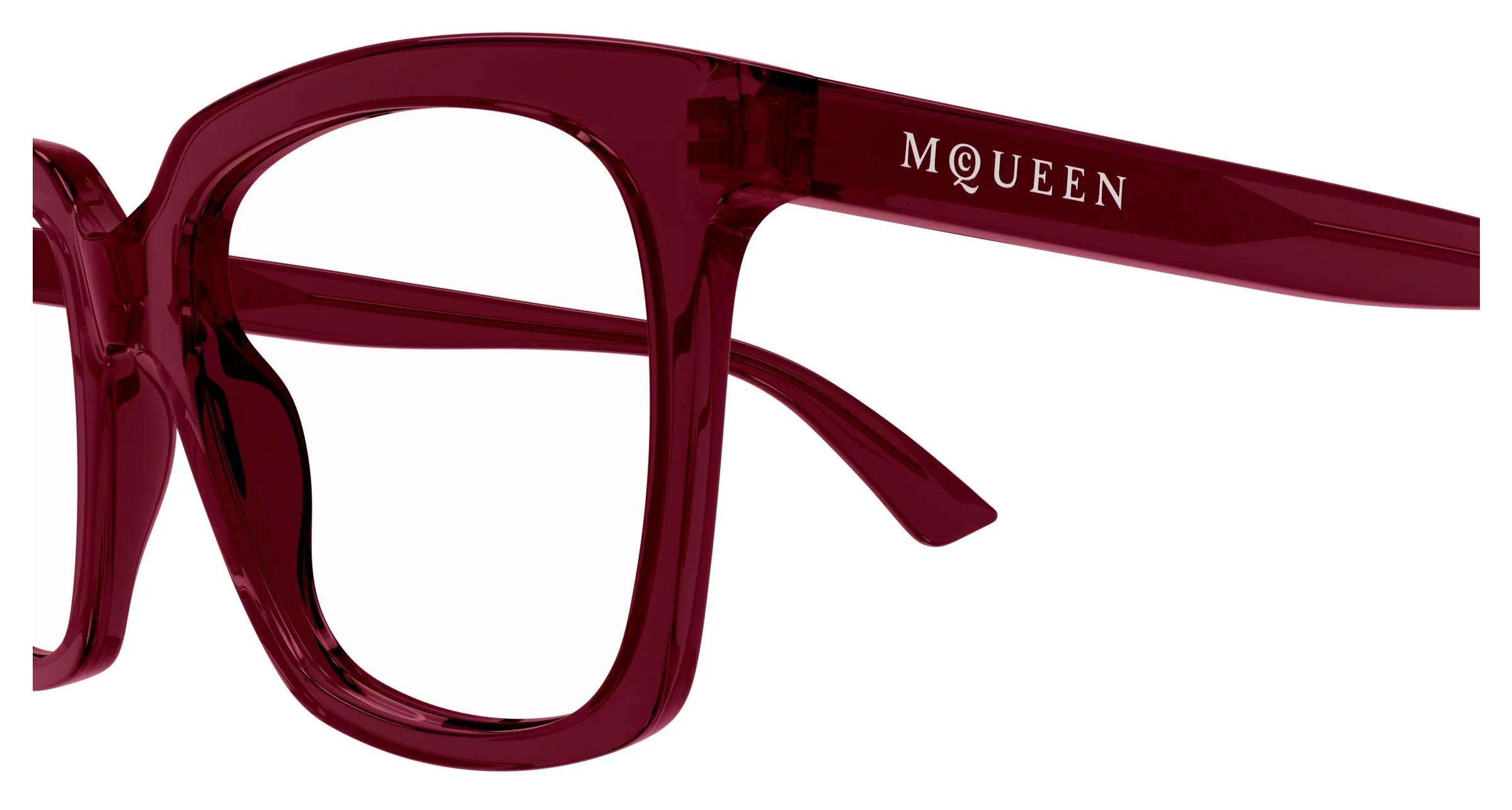 Alexander McQueen AM0513O 003 Montature da vista Acetato Bordeaux Trasparente Cat Eye - immagine 3