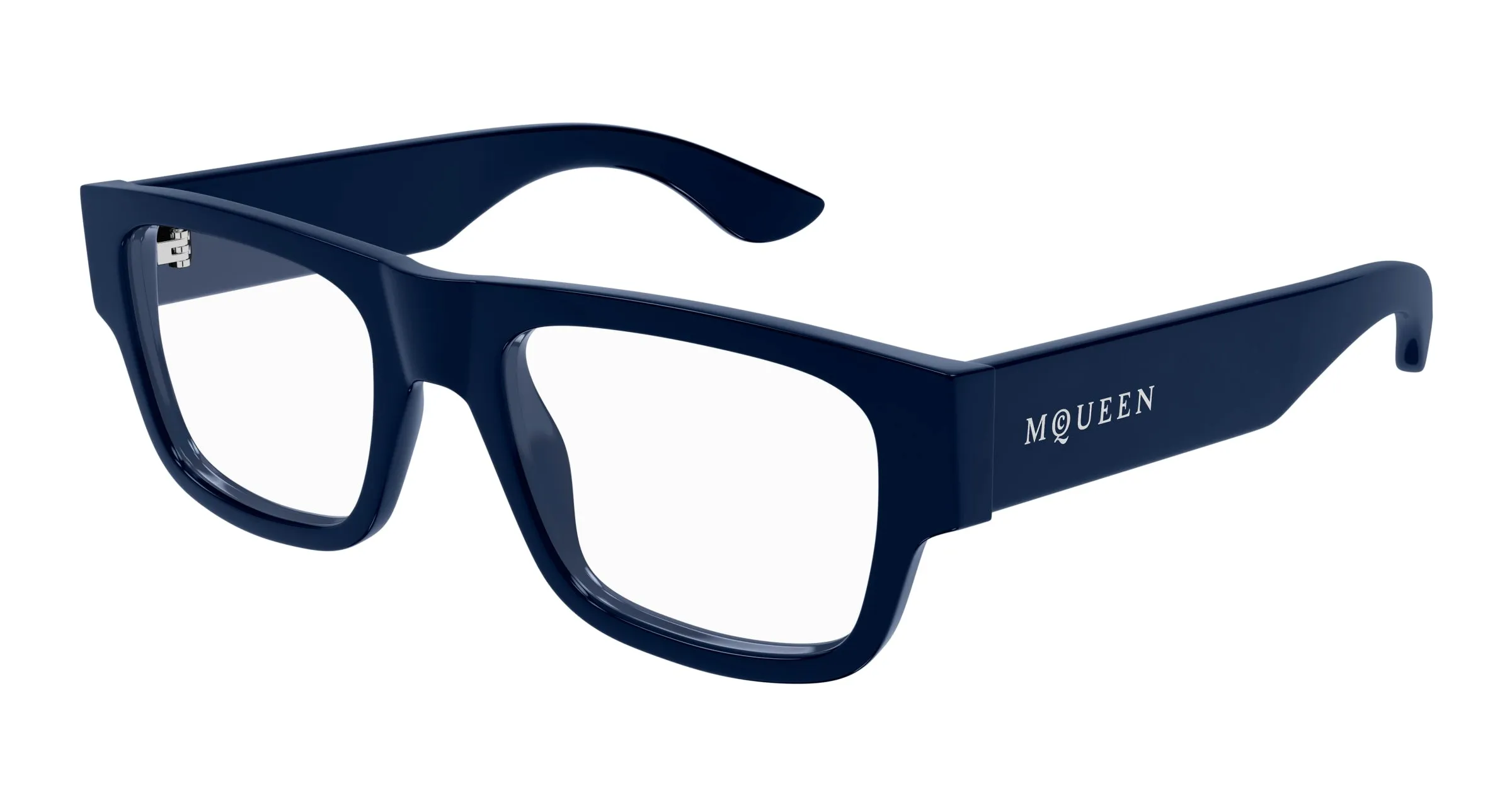 Alexander McQueen AM0511O 003 Montature da vista Acetato Blu Trasparente Squadrata - immagine 1
