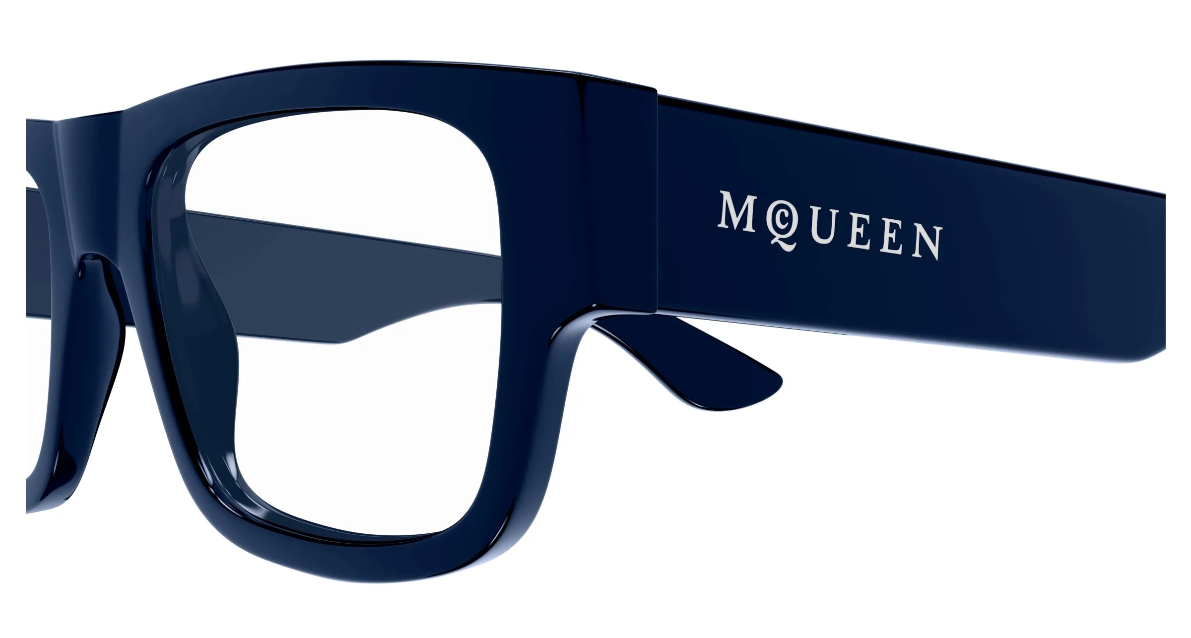 Alexander McQueen AM0511O 003 Montature da vista Acetato Blu Trasparente Squadrata - immagine 3