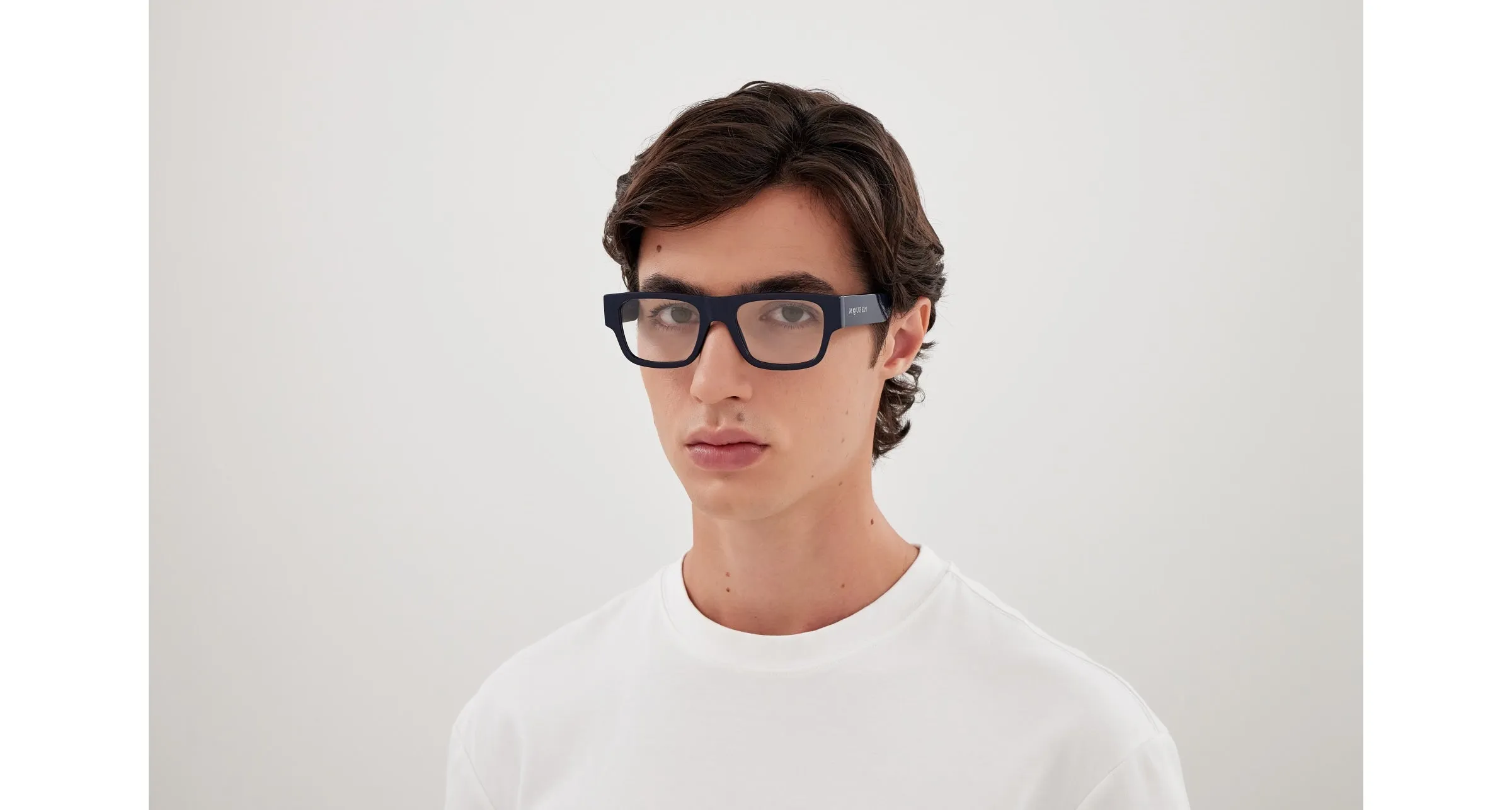 Alexander McQueen AM0511O 003 Montature da vista Acetato Blu Trasparente Squadrata - immagine 4