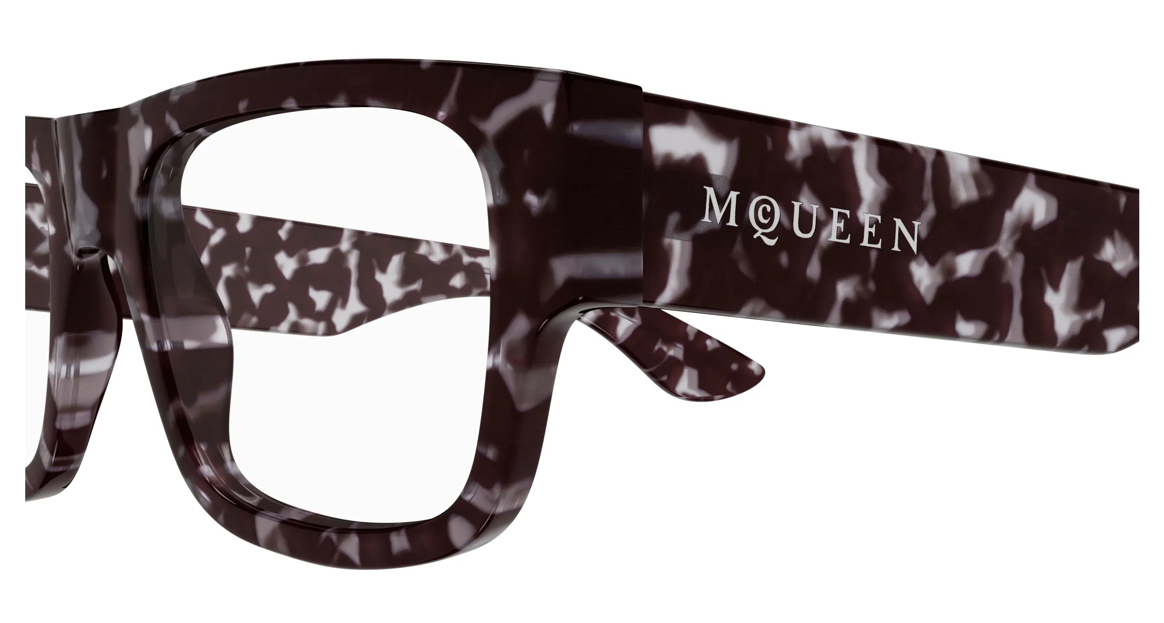 Alexander McQueen AM0511O 002 Montature da vista Acetato Havana Trasparente Squadrata - immagine 3
