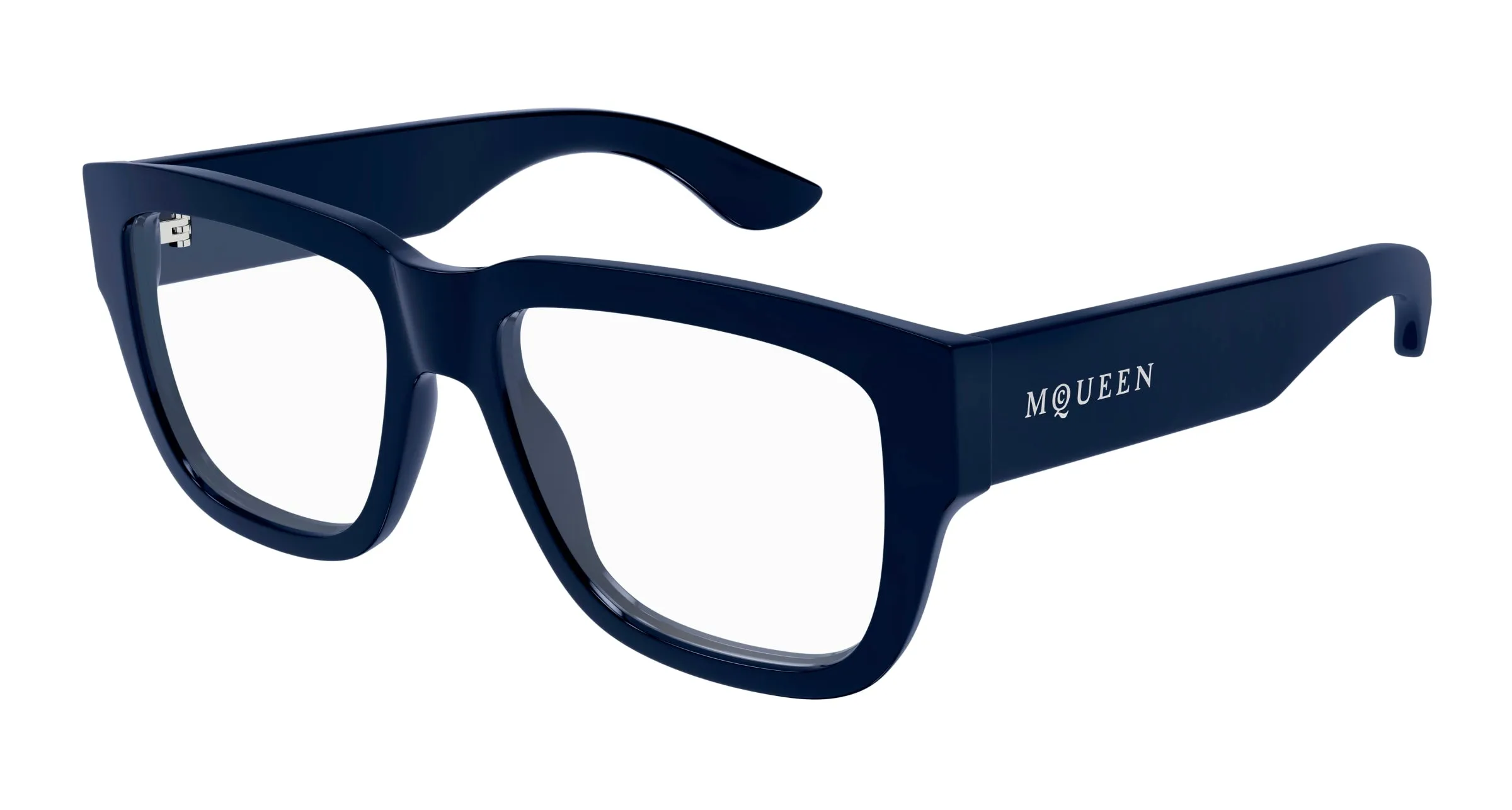 Alexander McQueen AM0510O 003 Montature da vista Acetato Blu Trasparente Squadrata - immagine 1