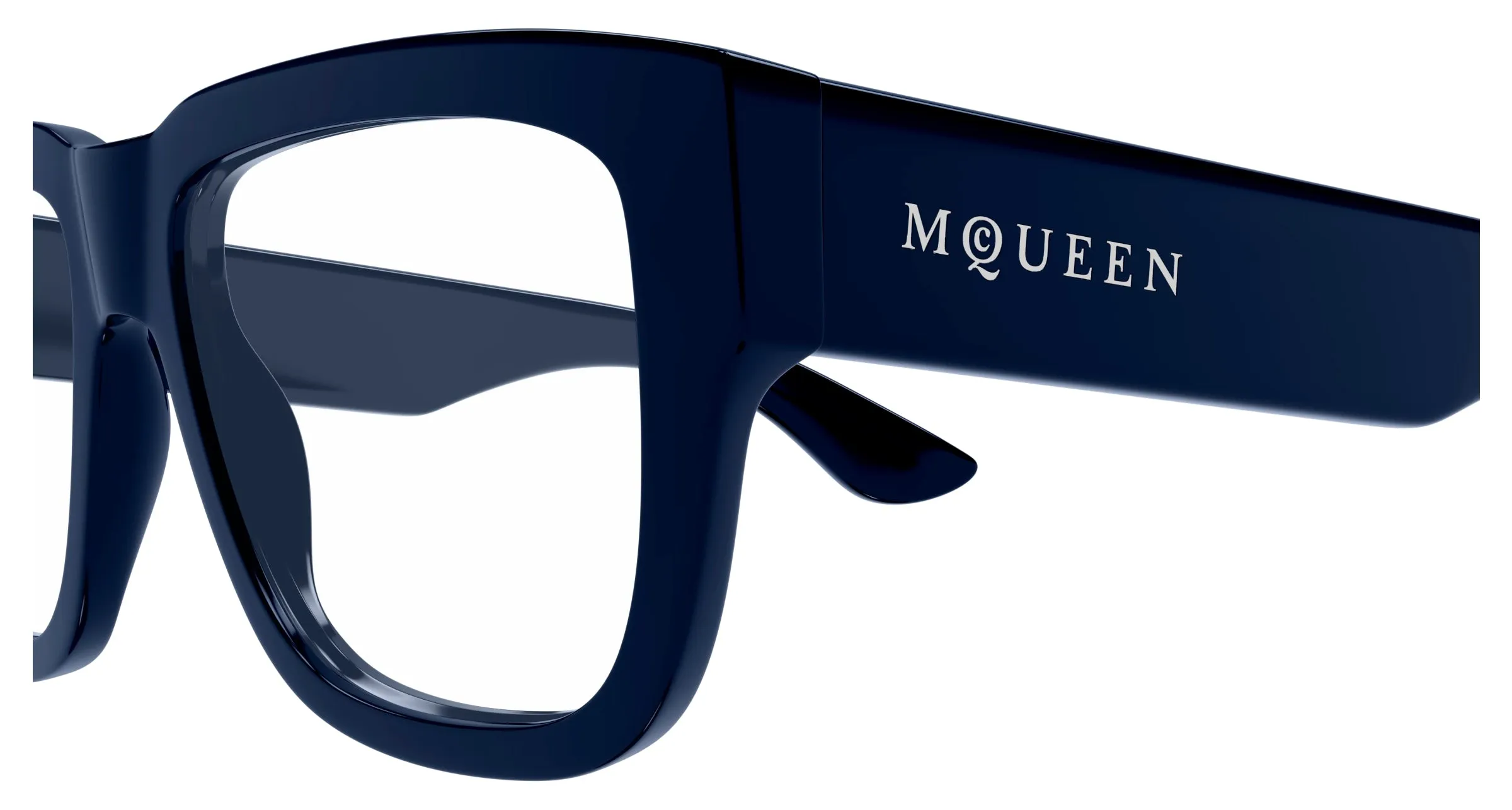 Alexander McQueen AM0510O 003 Montature da vista Acetato Blu Trasparente Squadrata - immagine 3