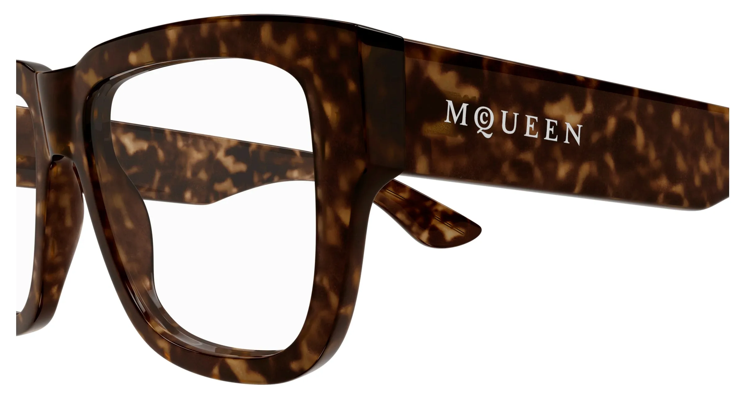 Alexander McQueen AM0510O 002 Montature da vista Acetato Havana Trasparente Squadrata - immagine 3