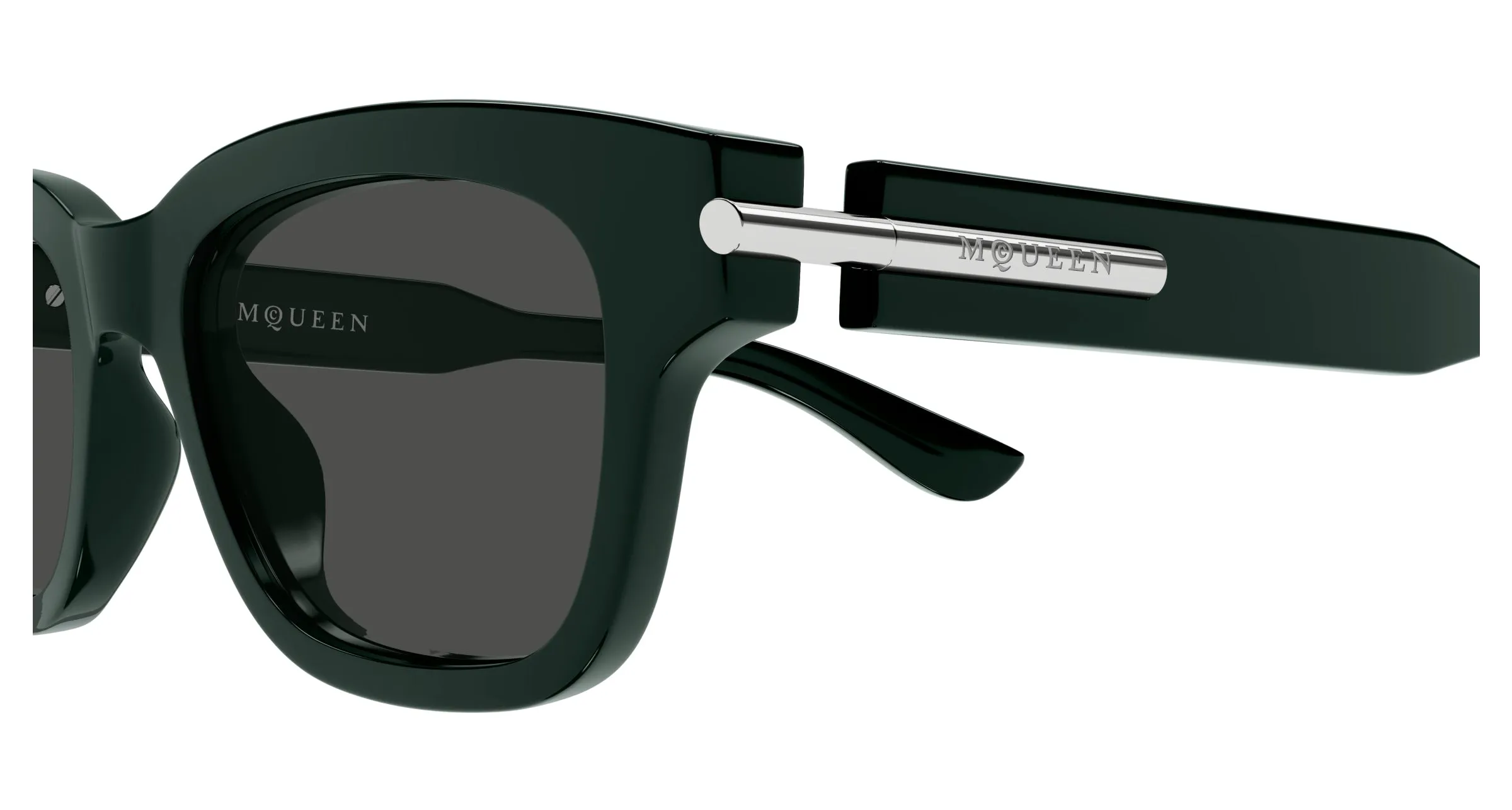 Alexander McQueen AM0497S 004 Occhiali da sole Acetato Verde Grigio Squadrata - immagine 3