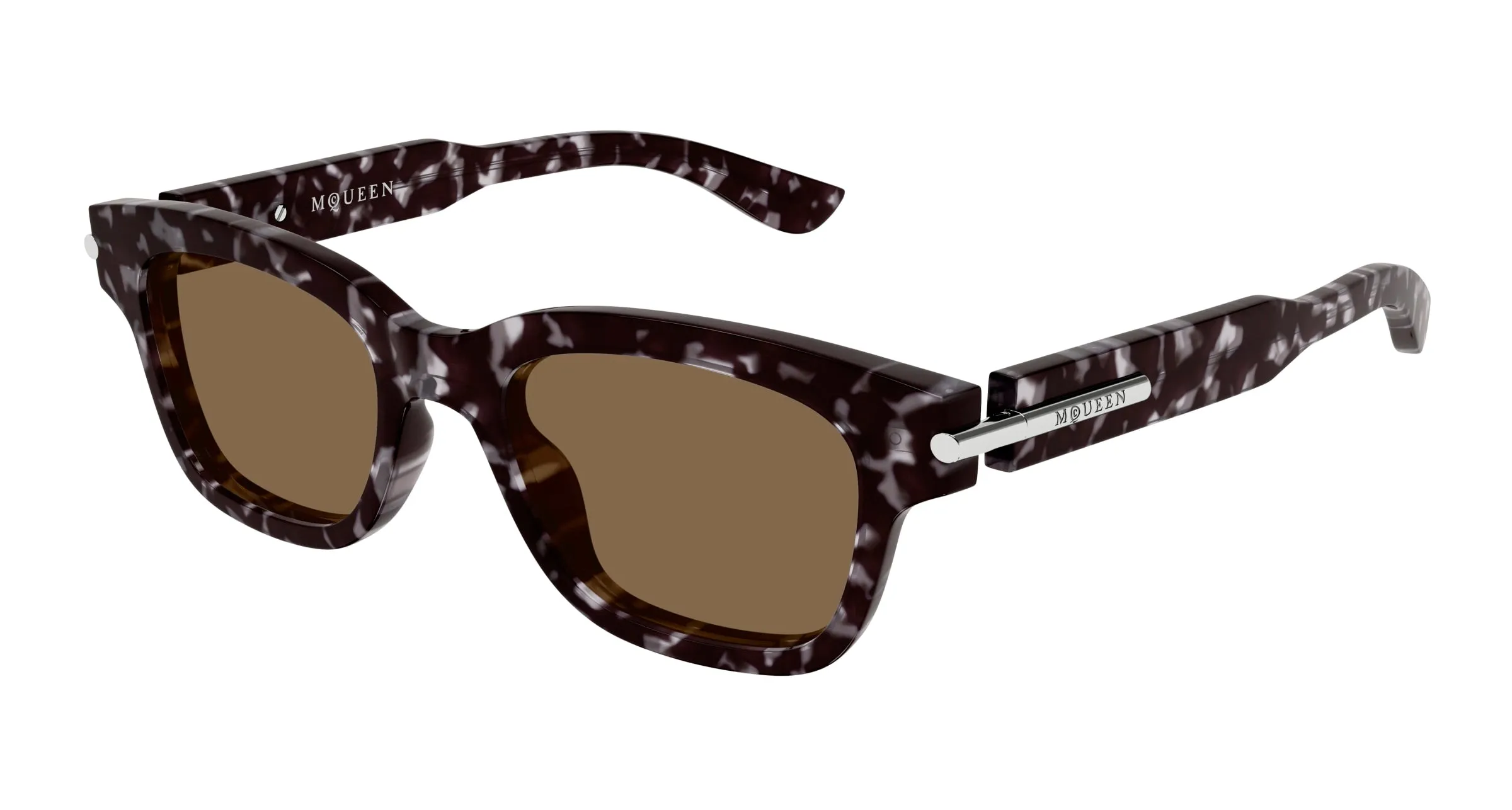 Alexander McQueen AM0497S 002 Occhiali da sole Acetato Havana Marrone Squadrata - immagine 1