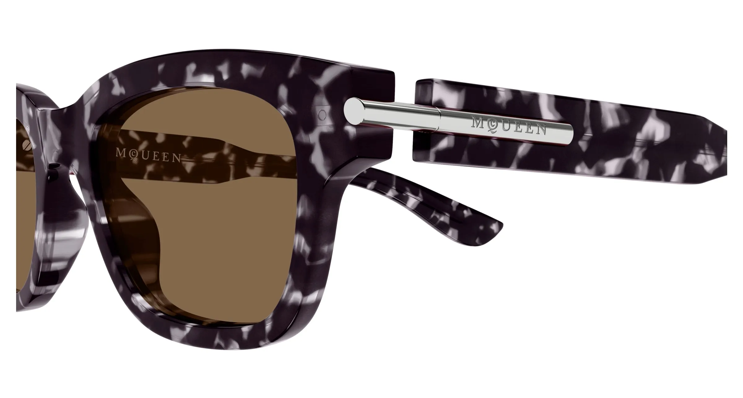 Alexander McQueen AM0497S 002 Occhiali da sole Acetato Havana Marrone Squadrata - immagine 3