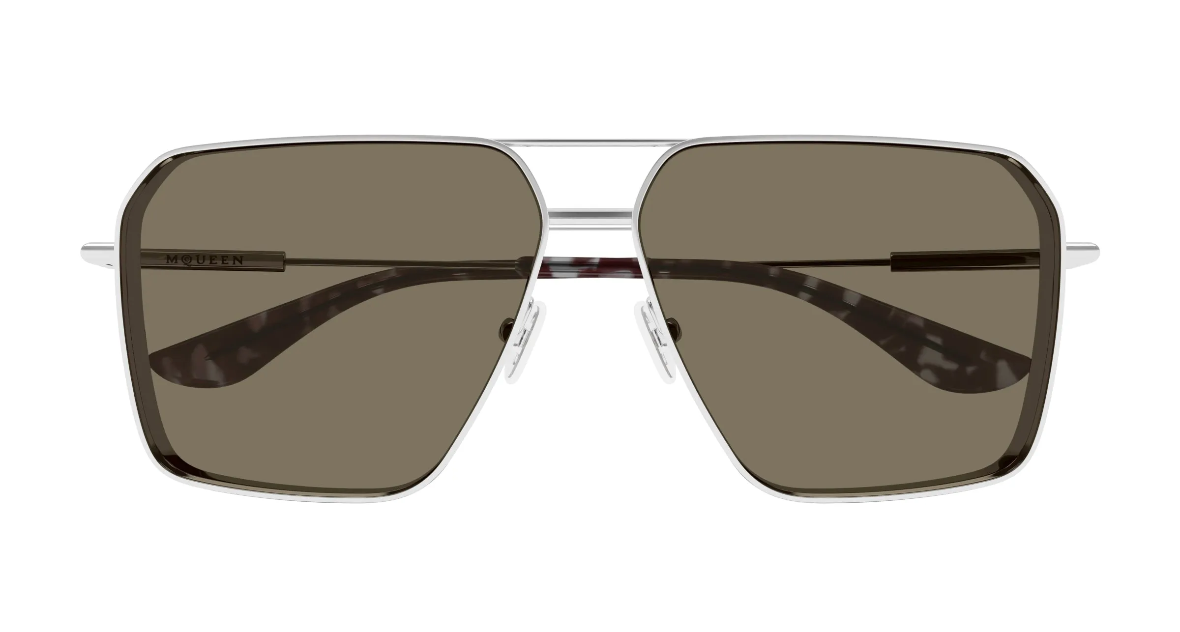 Alexander McQueen AM0500S 002 Occhiali da sole Metallo Argento Marrone Pilot - immagine 2