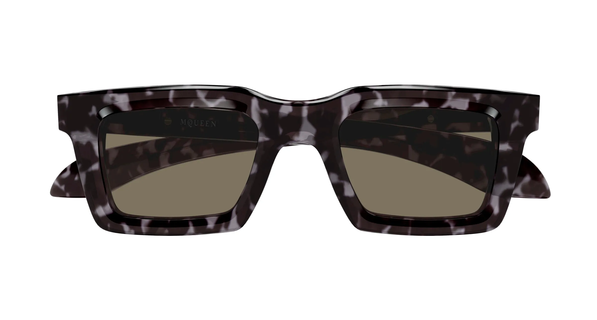 Alexander McQueen AM0506S 002 Occhiali da sole Acetato Havana Marrone Squadrata - immagine 2