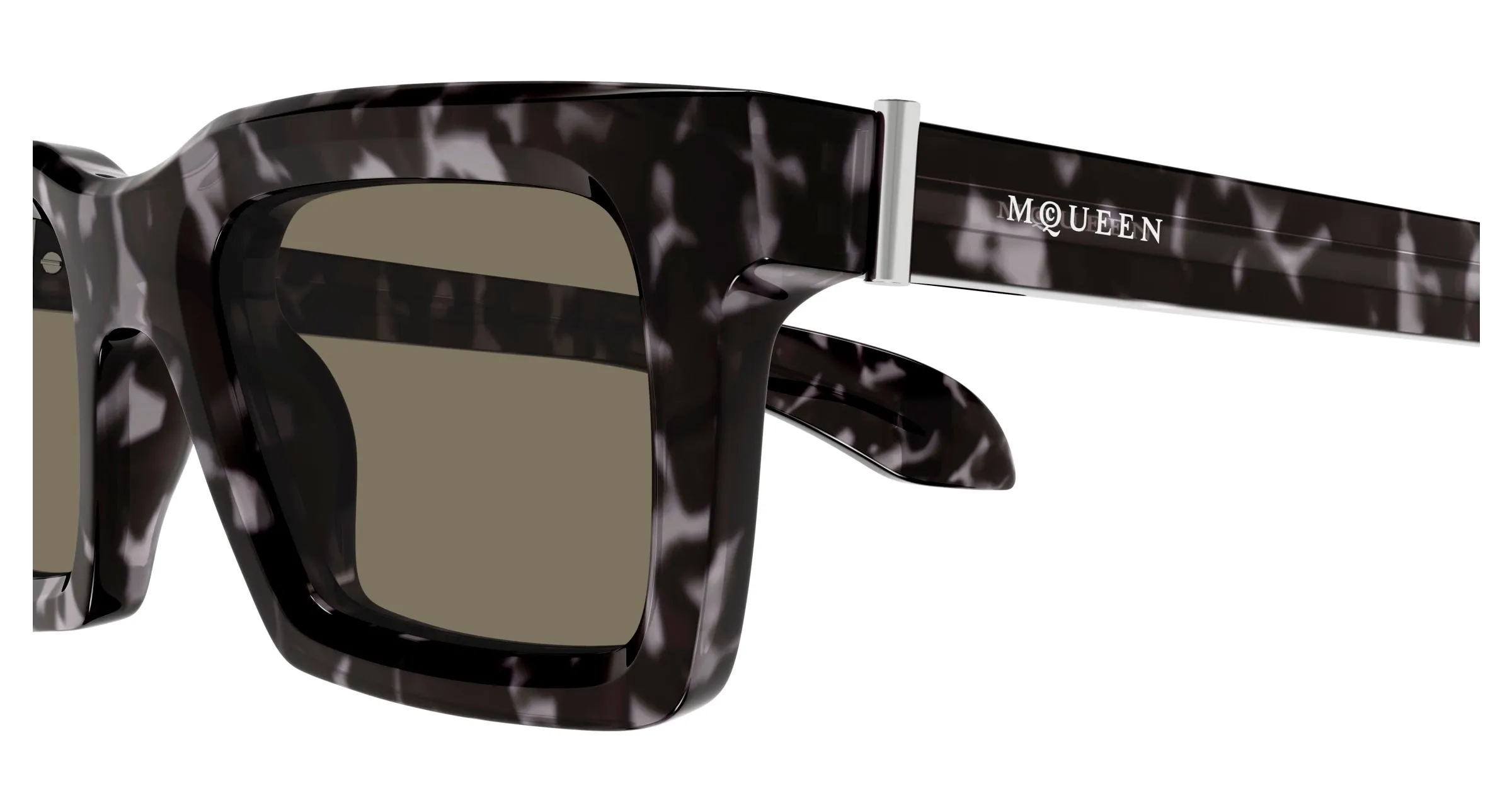 Alexander McQueen AM0506S 002 Occhiali da sole Acetato Havana Marrone Squadrata - immagine 3