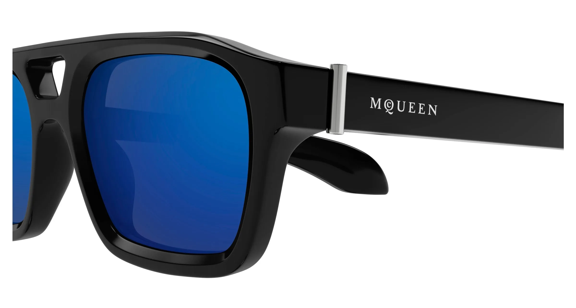 Alexander McQueen AM0505S 003 Occhiali da sole Acetato Nero Blu Pilot - immagine 3