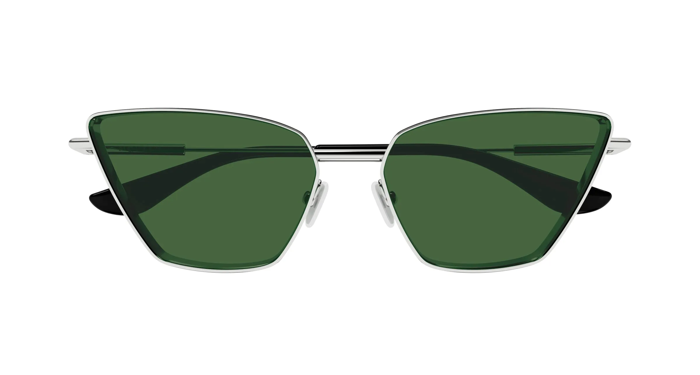 Alexander McQueen AM0501S 003 Occhiali da sole Metallo Argento Verde Cat Eye - immagine 2