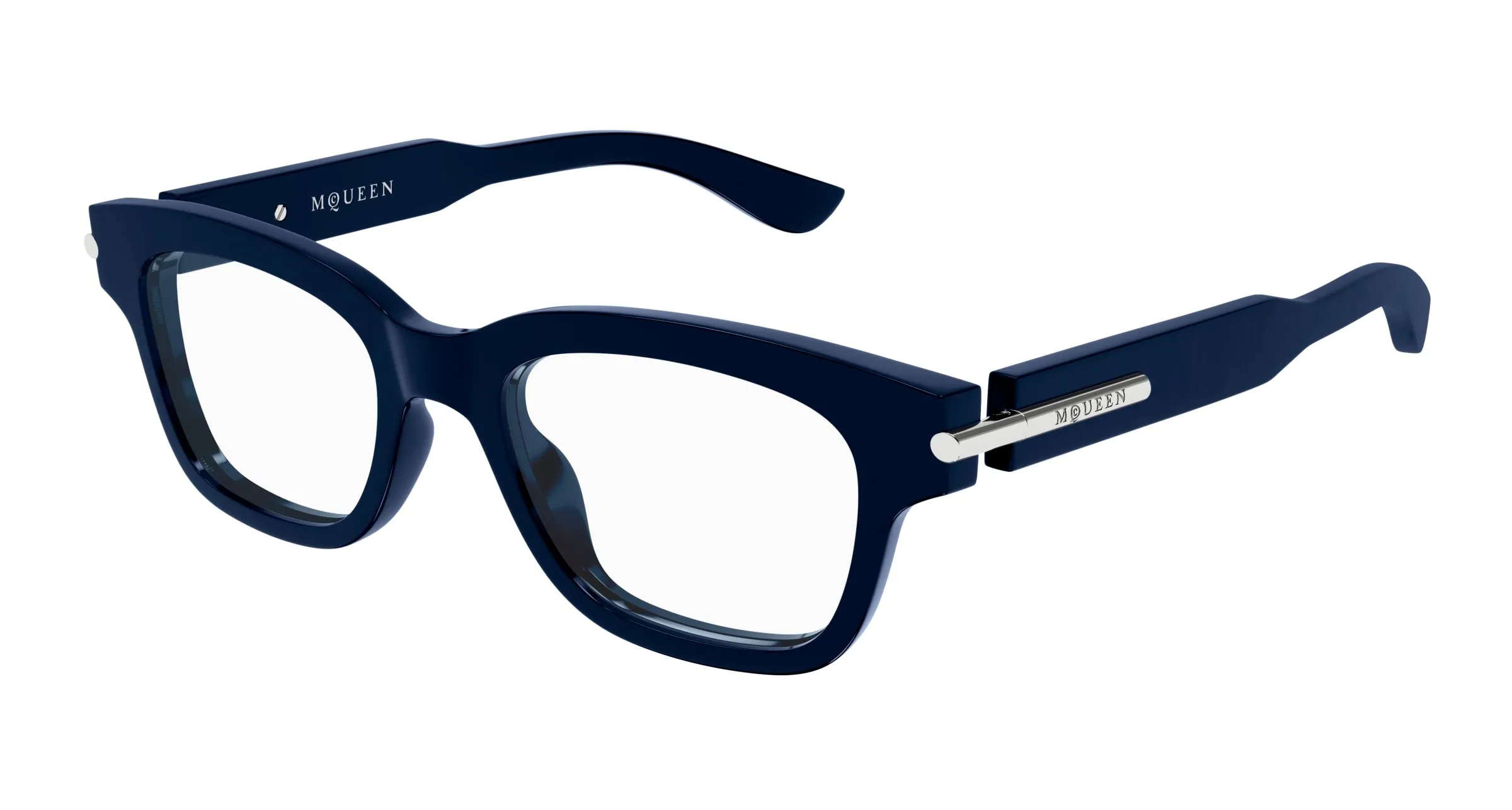 Alexander McQueen AM0497O 008 Montature da vista Acetato Blu Trasparente Squadrata - immagine 1