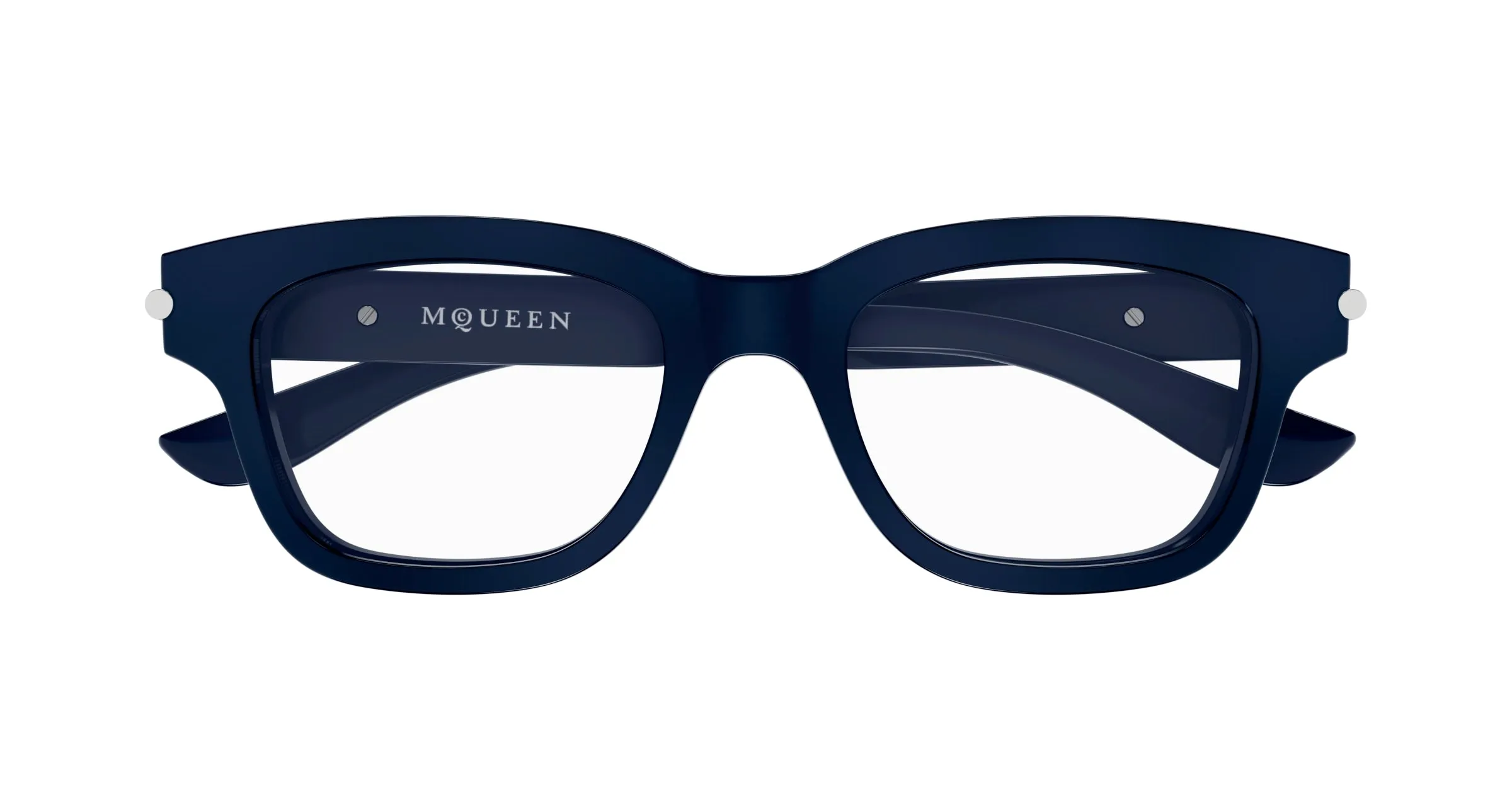 Alexander McQueen AM0497O 008 Montature da vista Acetato Blu Trasparente Squadrata - immagine 2