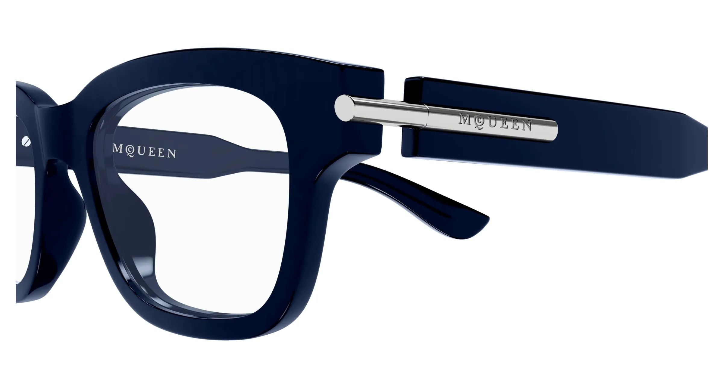 Alexander McQueen AM0497O 008 Montature da vista Acetato Blu Trasparente Squadrata - immagine 3