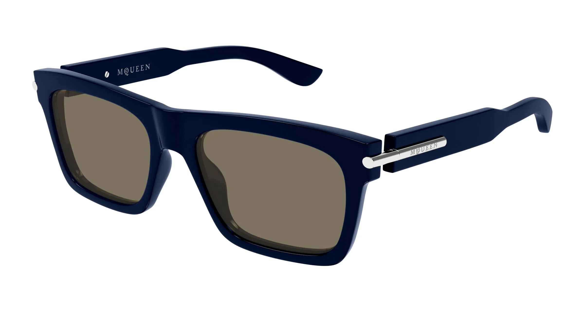 Alexander McQueen AM0495S 004 Occhiali da sole Acetato Blu Marrone Squadrata - immagine 1