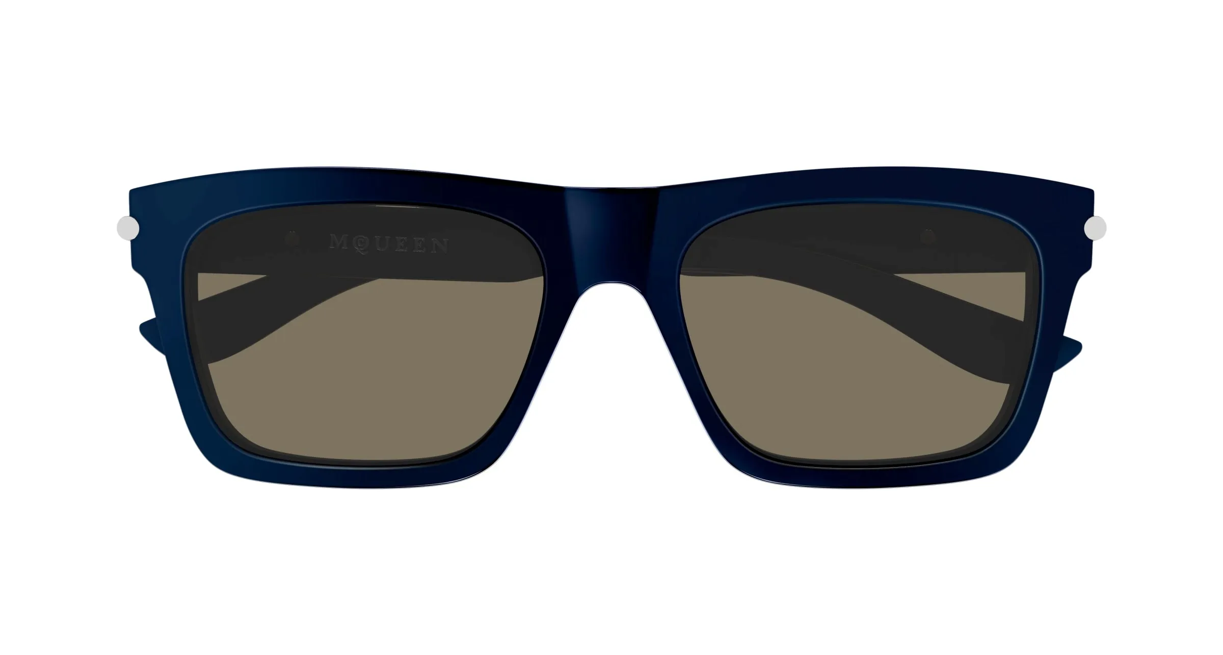 Alexander McQueen AM0495S 004 Occhiali da sole Acetato Blu Marrone Squadrata - immagine 2