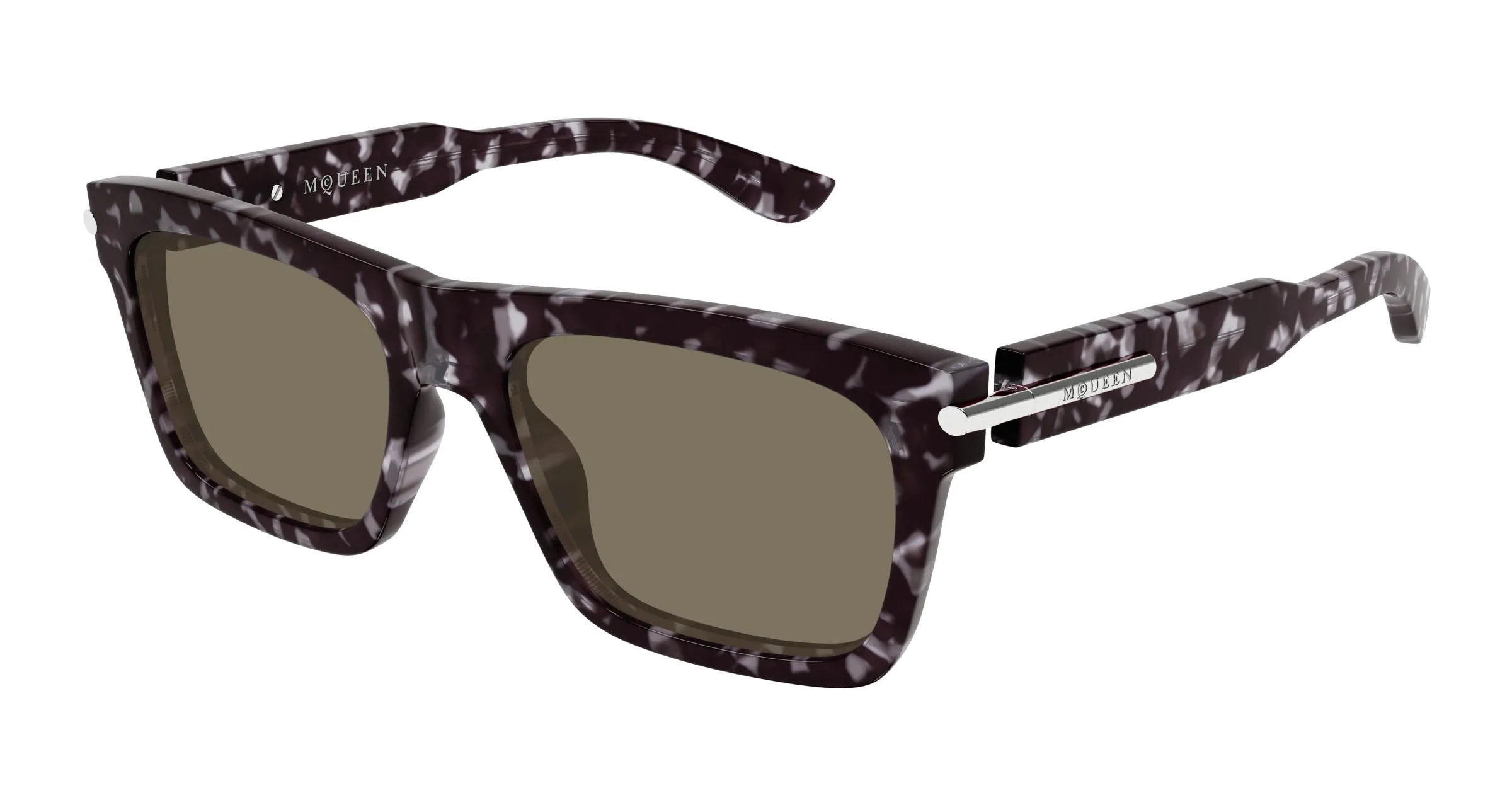 Alexander McQueen AM0495S 002 Occhiali da sole Acetato Havana Marrone Squadrata - immagine 1