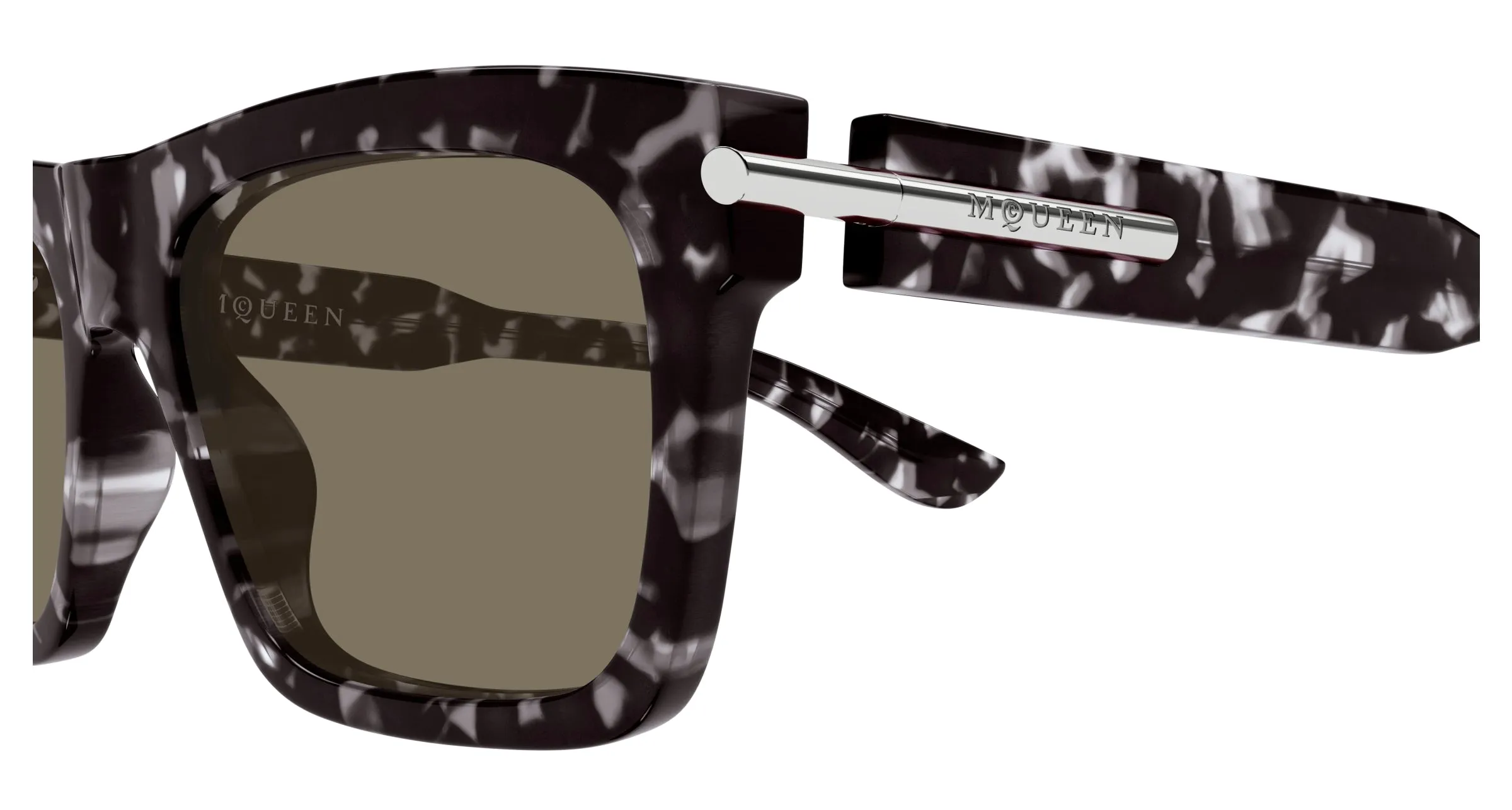 Alexander McQueen AM0495S 002 Occhiali da sole Acetato Havana Marrone Squadrata - immagine 3
