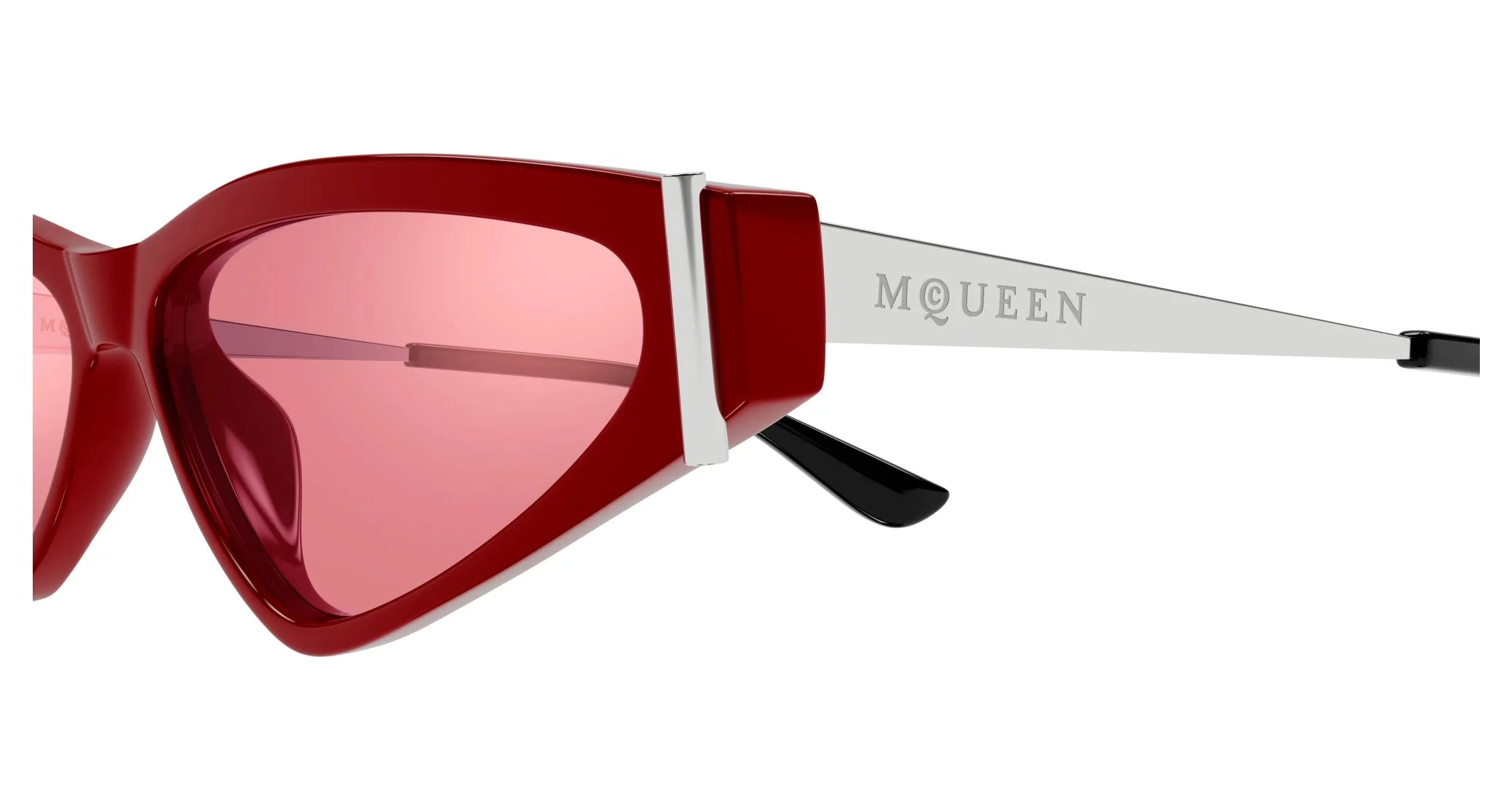 Alexander McQueen AM0493S 003 Occhiali da sole Acetato Rosso Rosso Geometrica - immagine 3