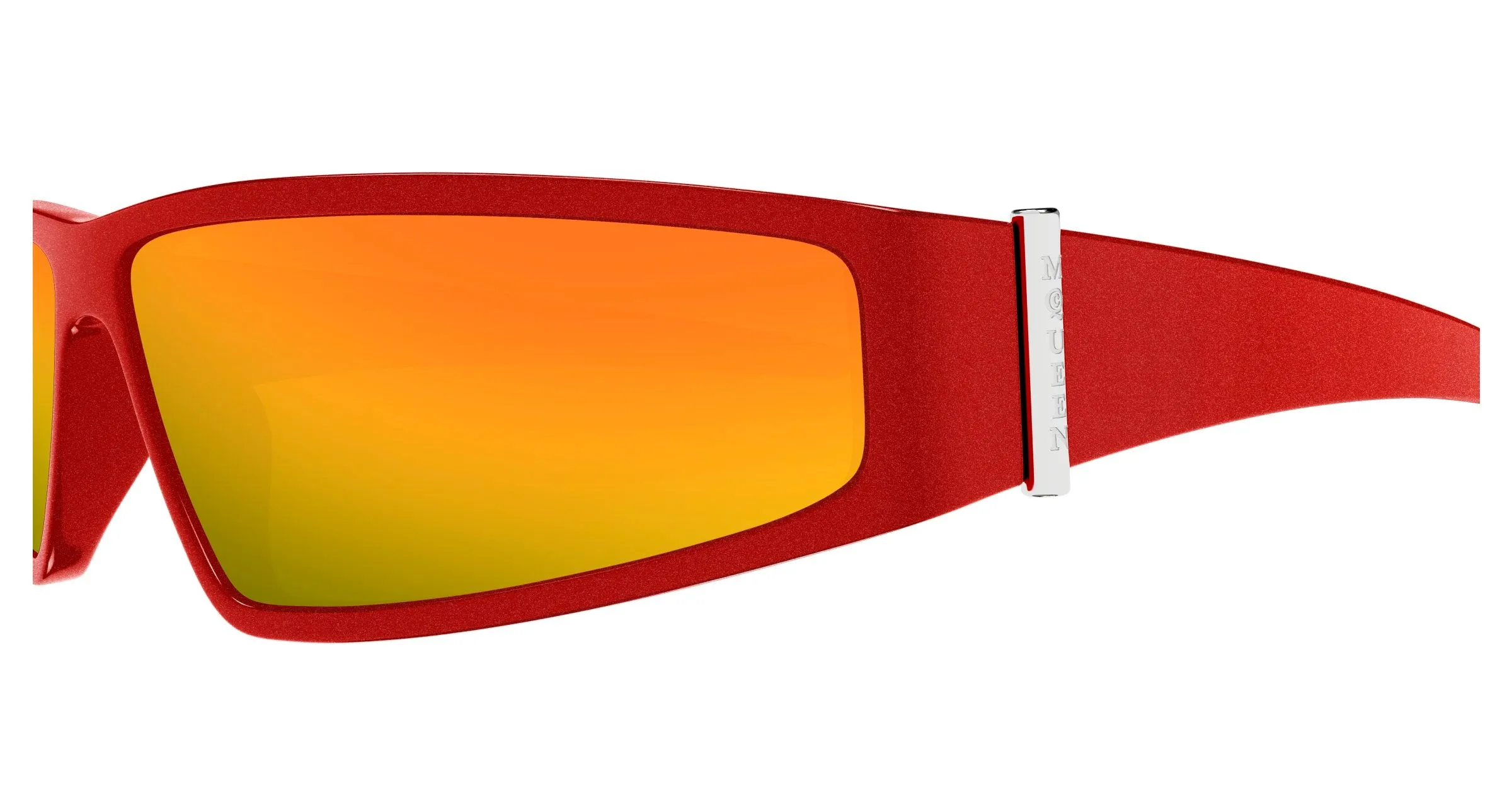 Alexander McQueen AM0490S 008 Occhiali da sole Bio-iniettato Rosso Arancione Geometrica - immagine 3