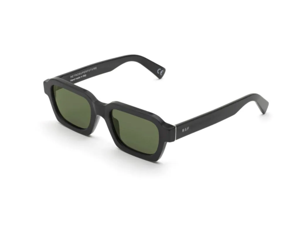 Retrosuperfuture HIW CARO BLACK MATTE Occhiali da sole Acetato Nero Verde Squadrata - immagine 1