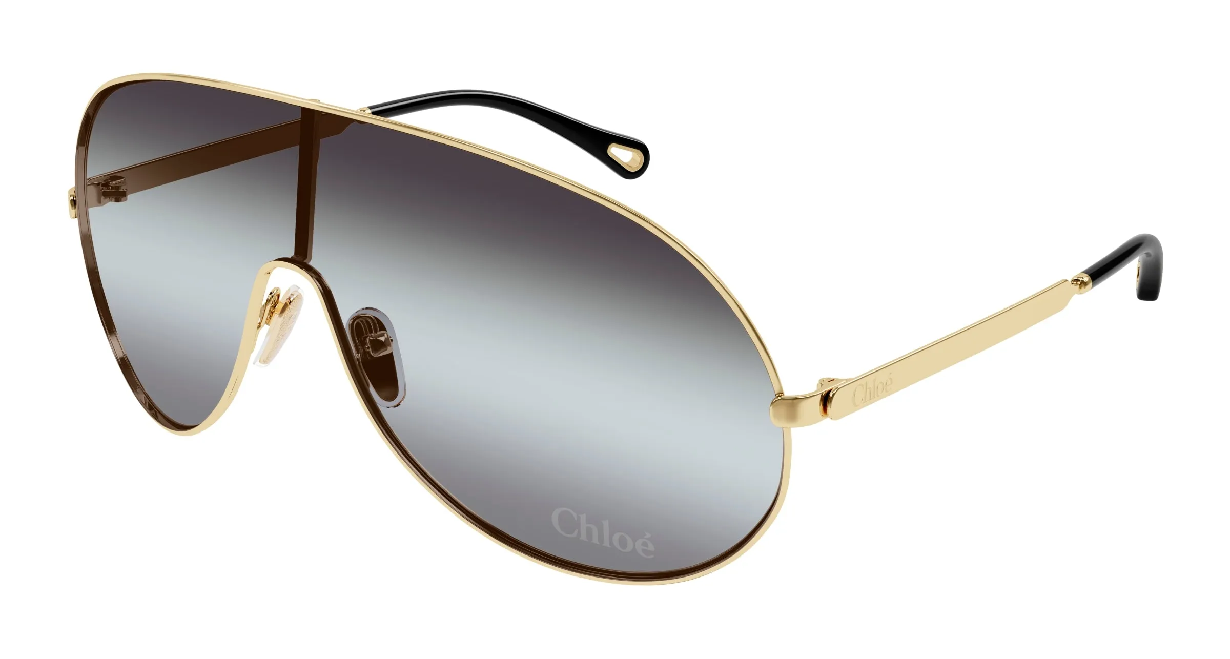 Chloé CH0283S 001 Occhiali da sole Metallo Oro Grigio Maschera - immagine 1