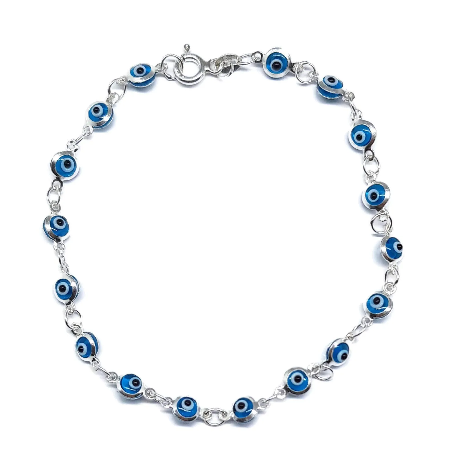 MYSTIC JEWELS By Dalia – Bracciale in argento contro il malocchio – 19 cm (Blu Chiaro) - immagine 1