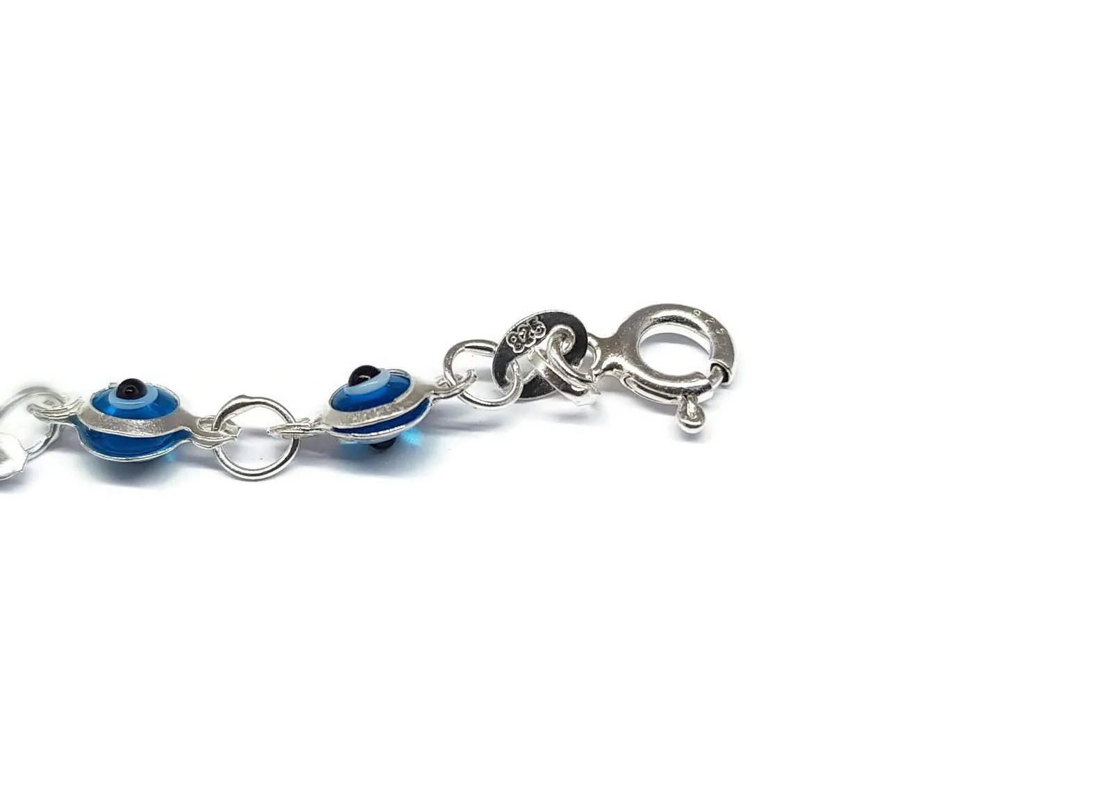 MYSTIC JEWELS By Dalia – Bracciale in argento contro il malocchio – 19 cm (Blu Chiaro) - immagine 3