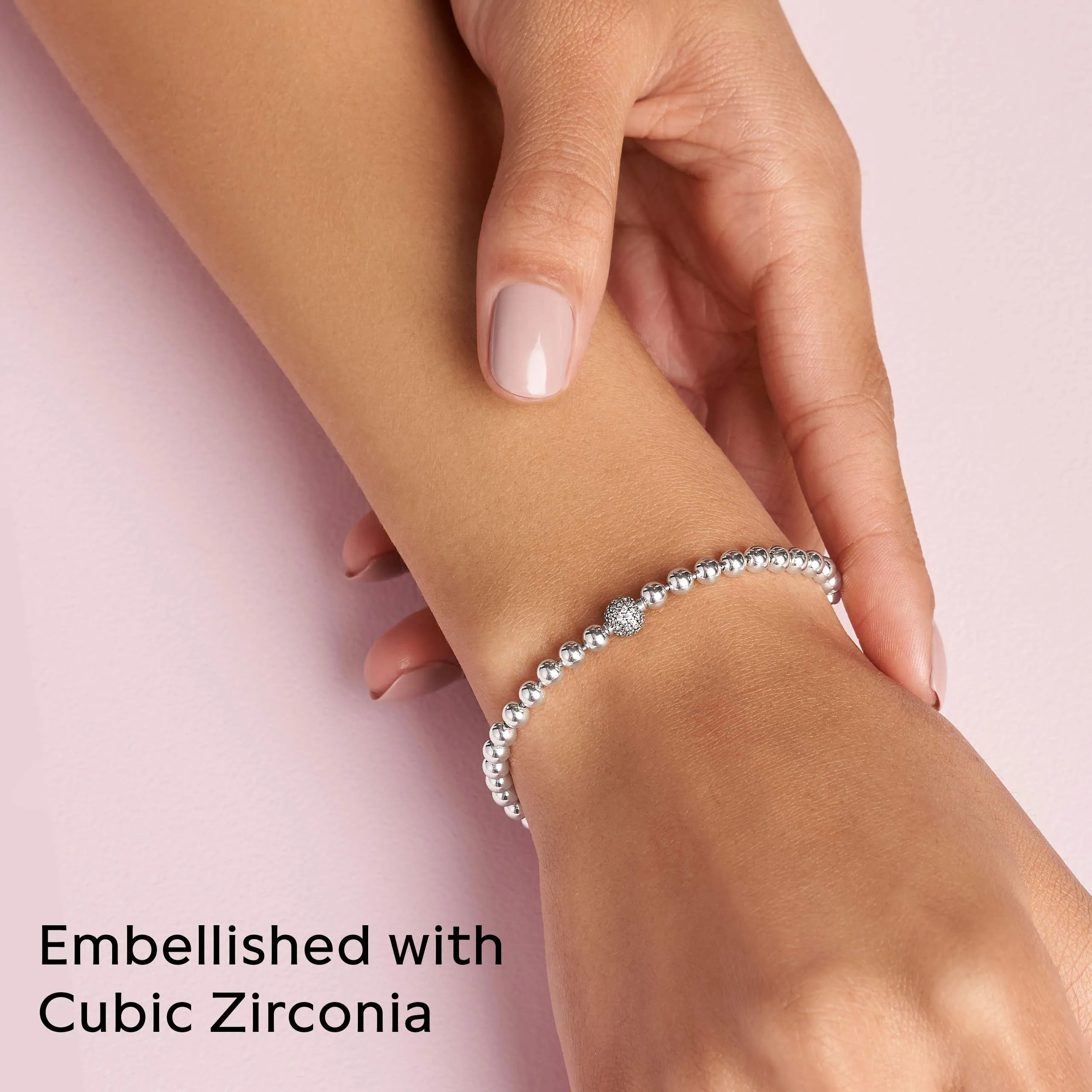 PANDORA Purely PANDORA Bracciale con perline e pavé in argento Sterling con zirconia cubica, 21 - immagine 8