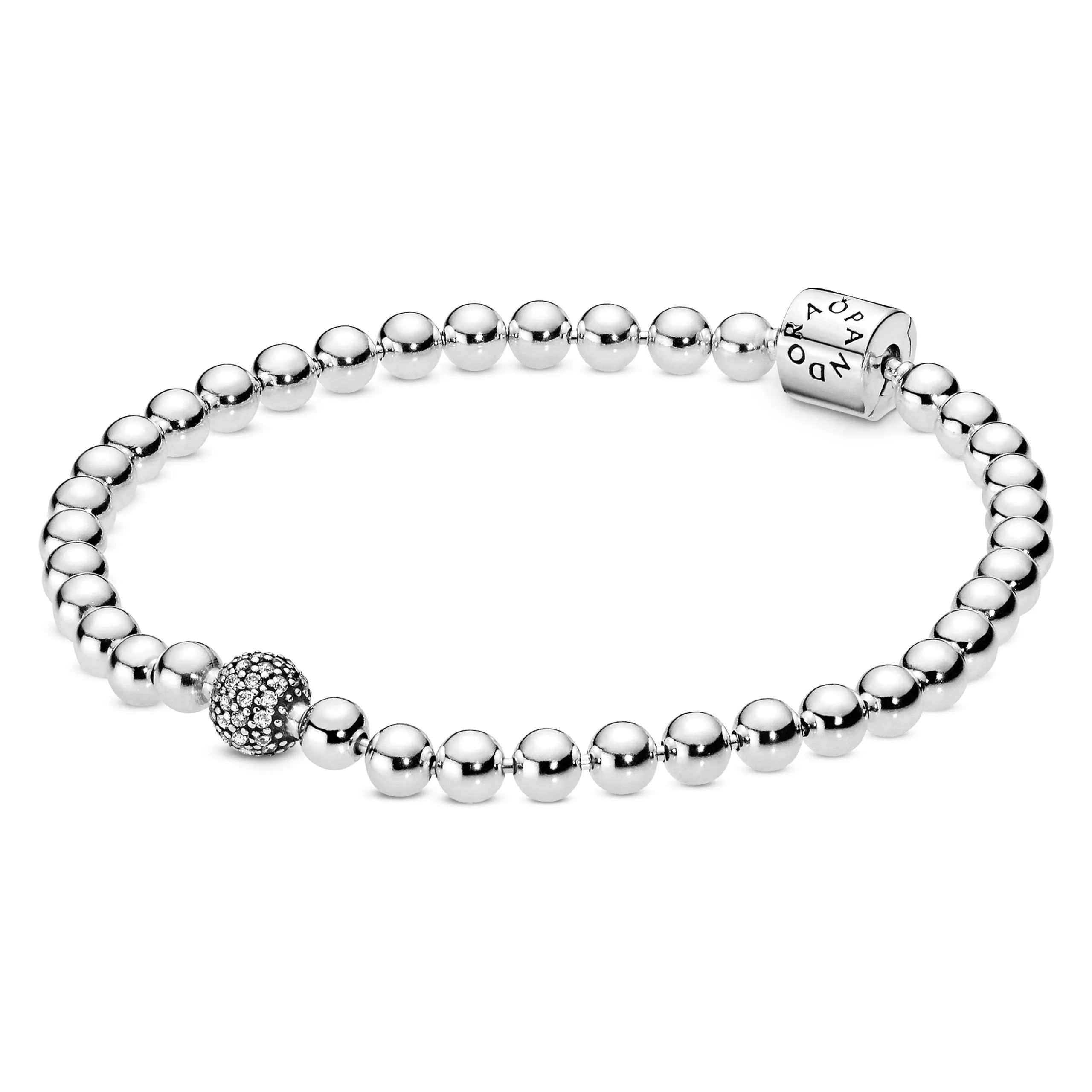 PANDORA Purely PANDORA Bracciale con perline e pavé in argento Sterling con zirconia cubica, 17 - immagine 1