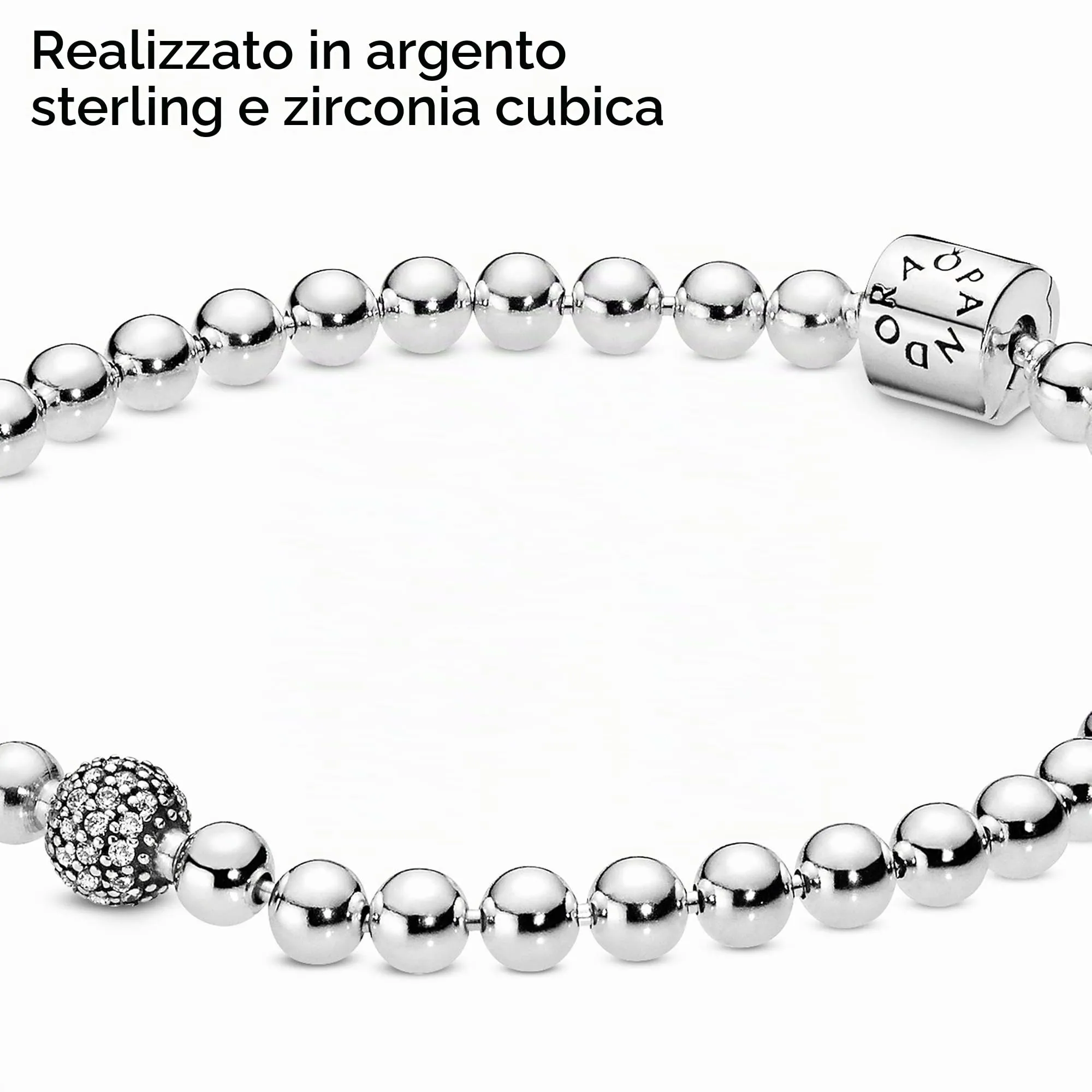 PANDORA Purely PANDORA Bracciale con perline e pavé in argento Sterling con zirconia cubica, 17 - immagine 3