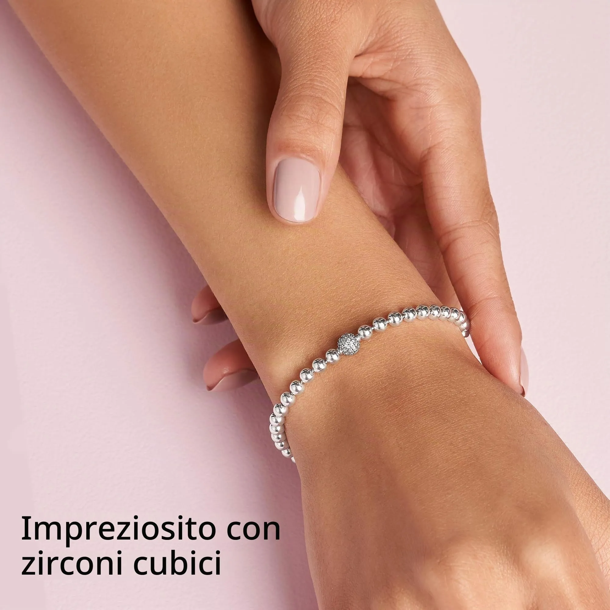 PANDORA Purely PANDORA Bracciale con perline e pavé in argento Sterling con zirconia cubica, 17 - immagine 7